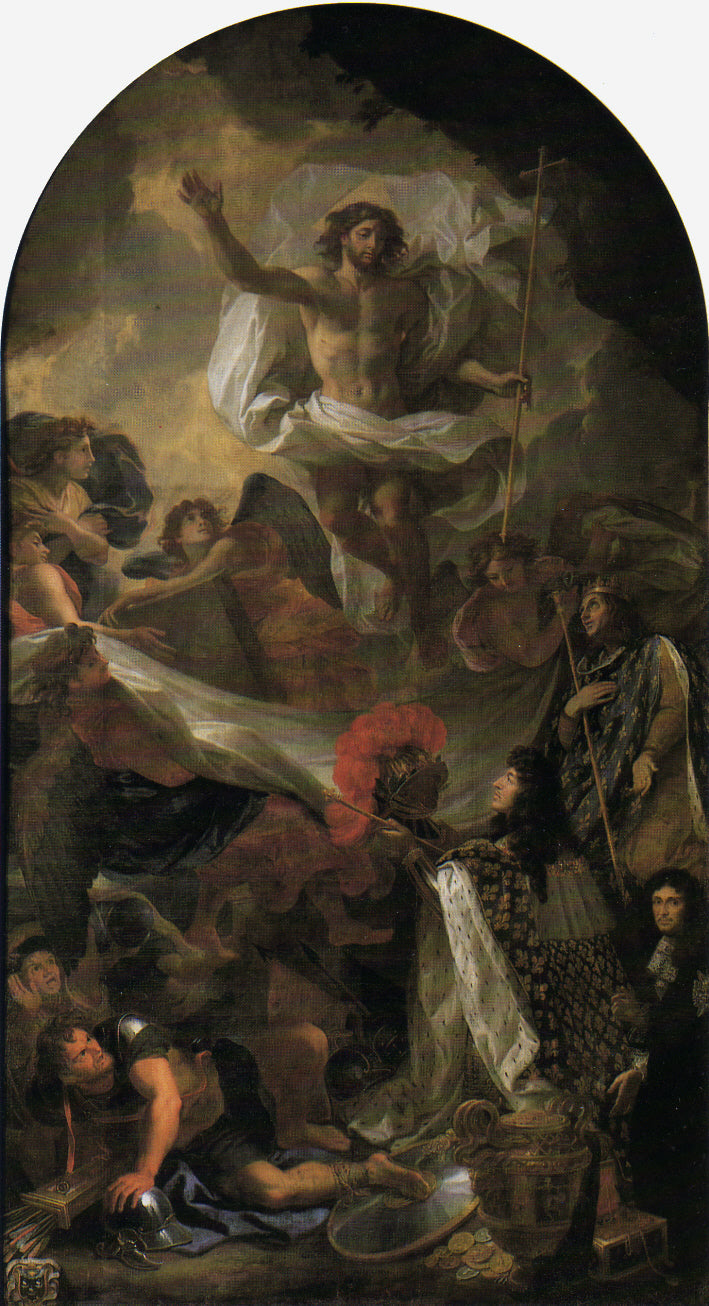 Louis XIV présentant son sceptre et son casque à Jésus-Christ - Charles Le Brun image 1 reproduction d’œuvre d’art à l’huile
