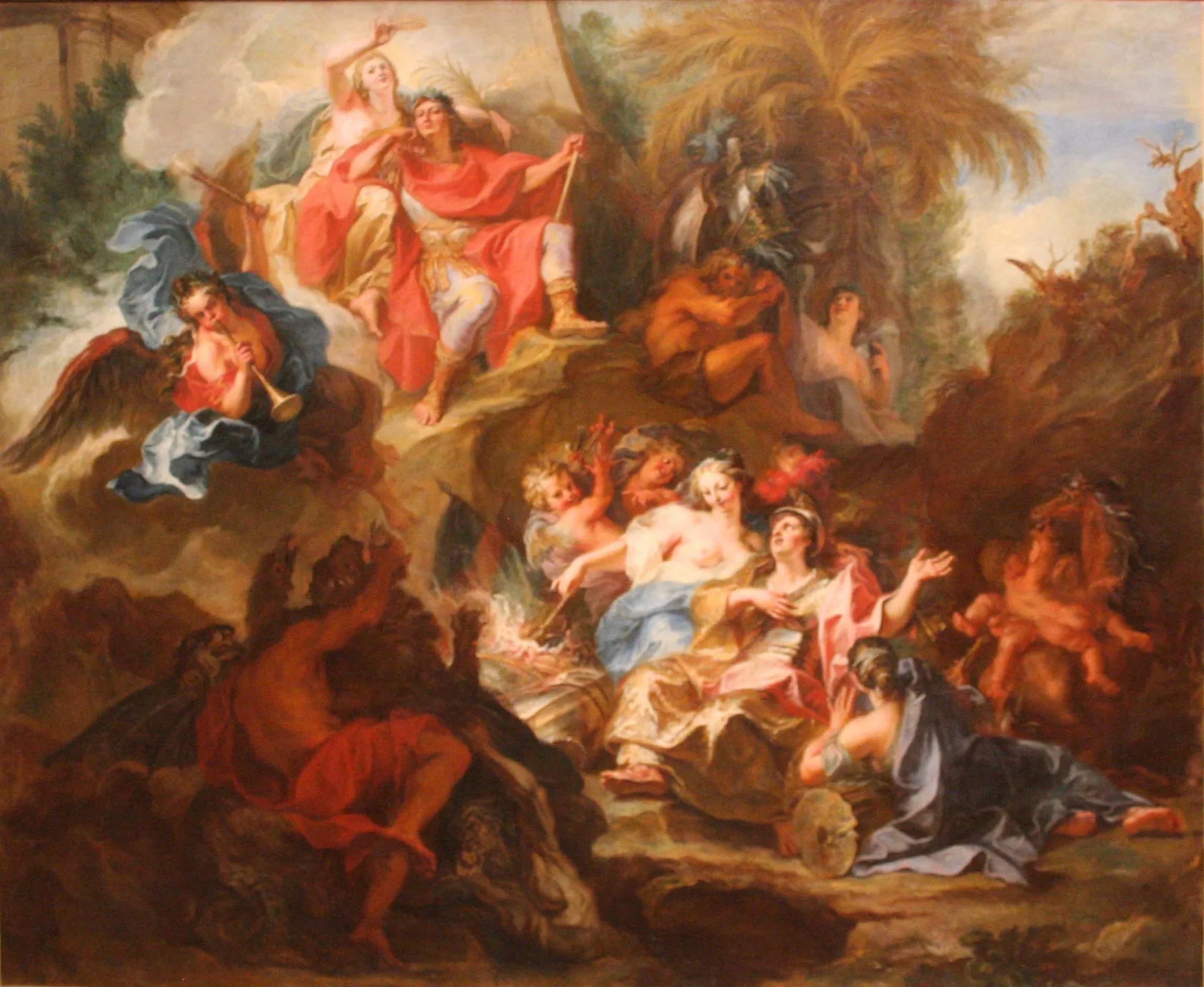 Louis XIV se repose dans le sein de la gloire après la paix de Nimègue. - Antoine Coypel image 1 copie peinte à la main à l’huile