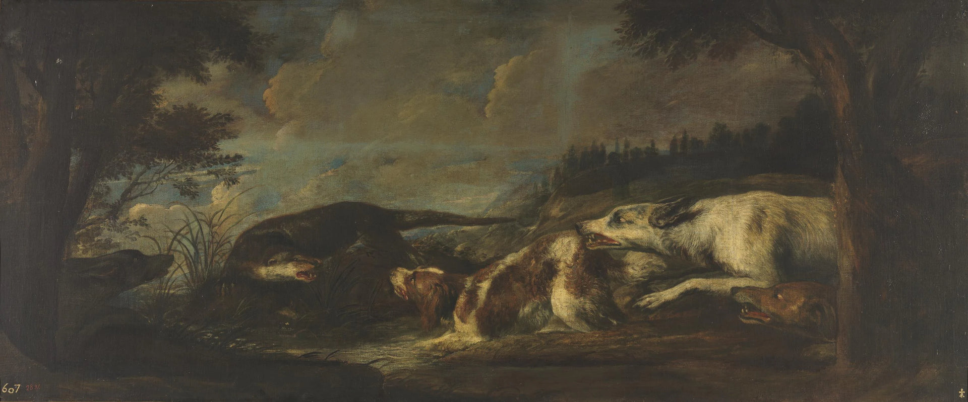 Loutre harcelée par des chiens - Pieter Boel