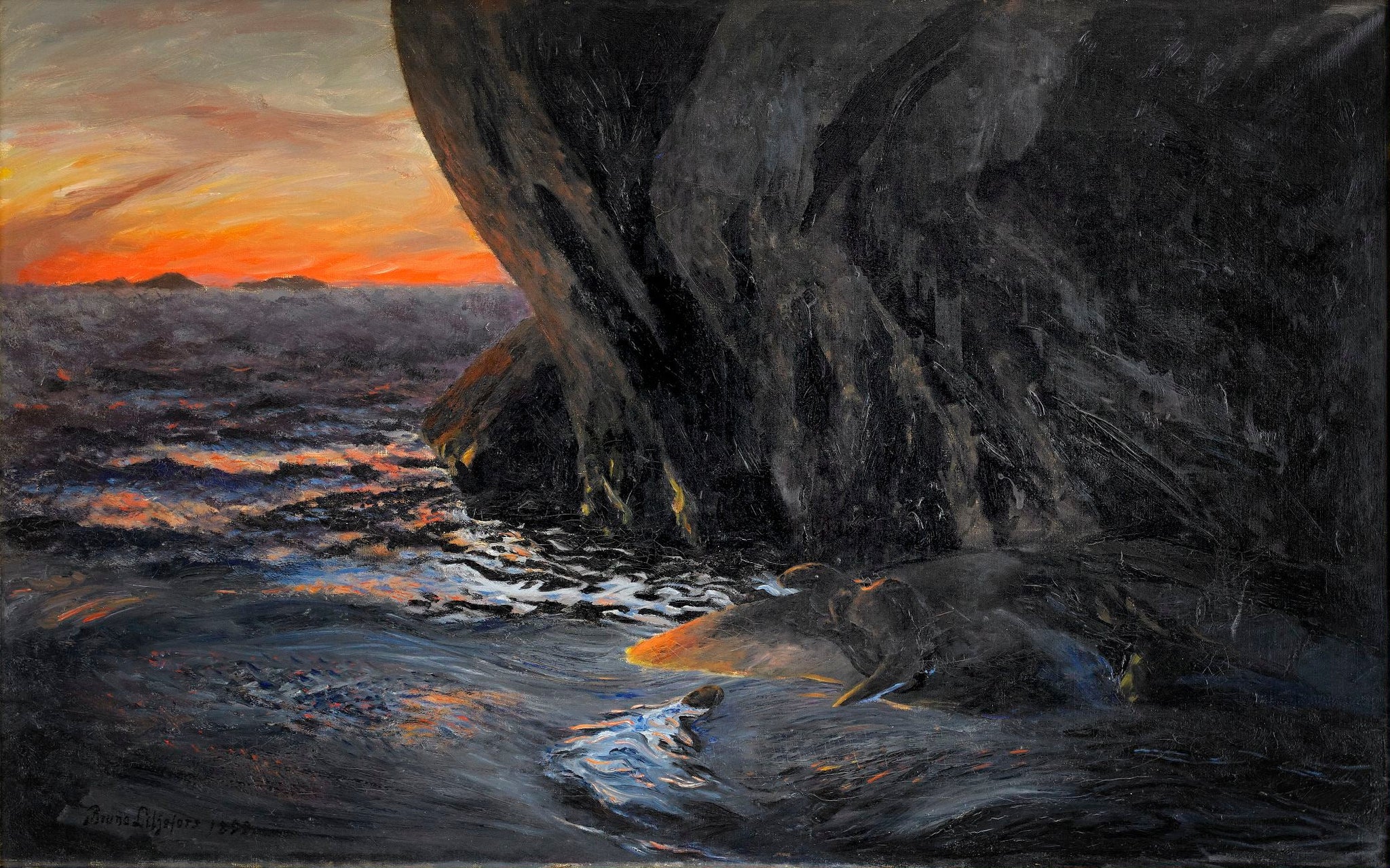 Loutres - Bruno Liljefors image 1 reproduction artisanale de tableau