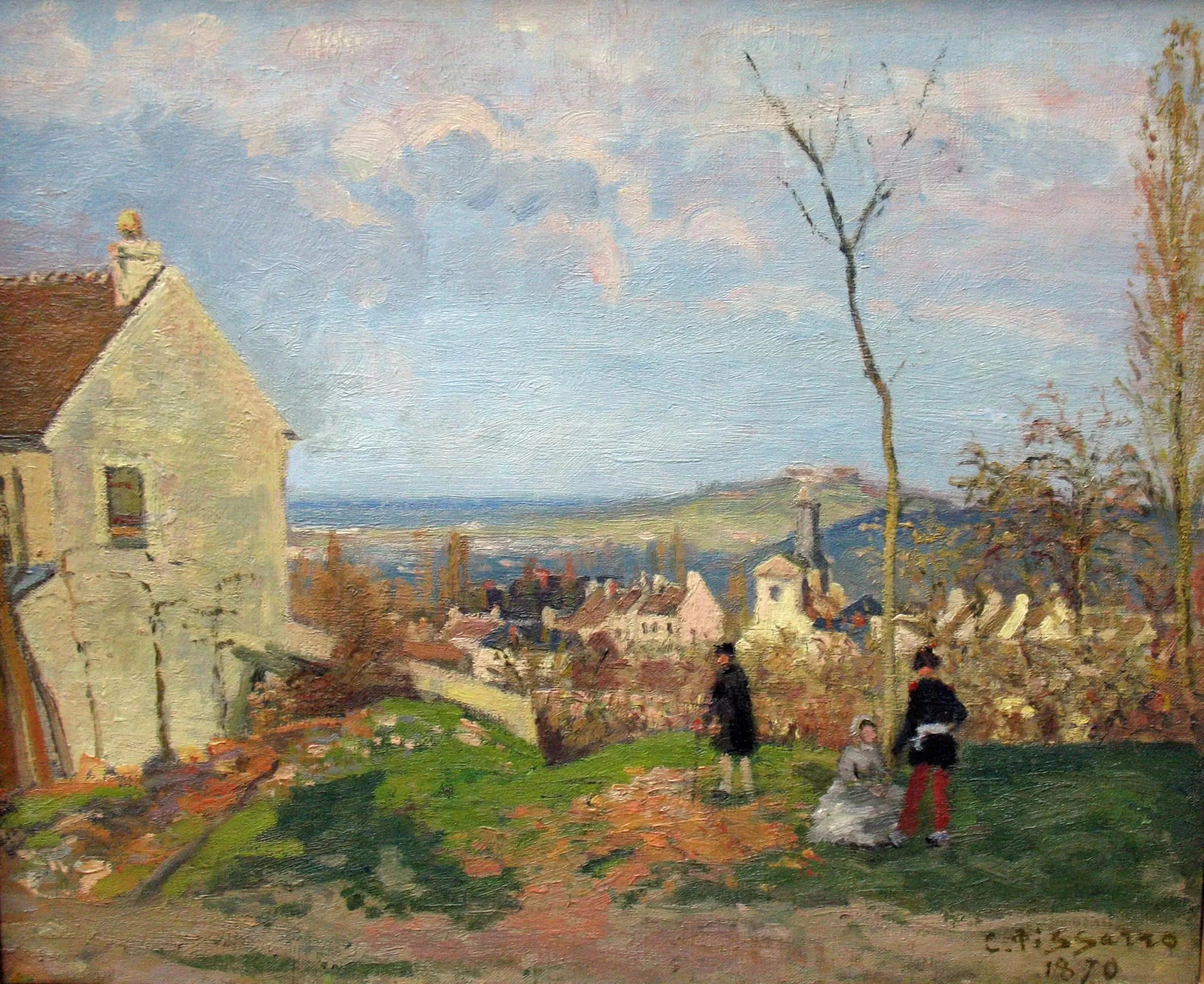 Louveciennes avec le Mont Valérien en arrière-plan - Camille Pissarro image 1 copie peinte à la main à l’huile