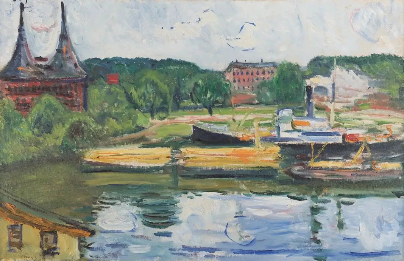 Lübeck avec la Holstentor - Edvard Munch image 1 reproduction artisanale de tableau