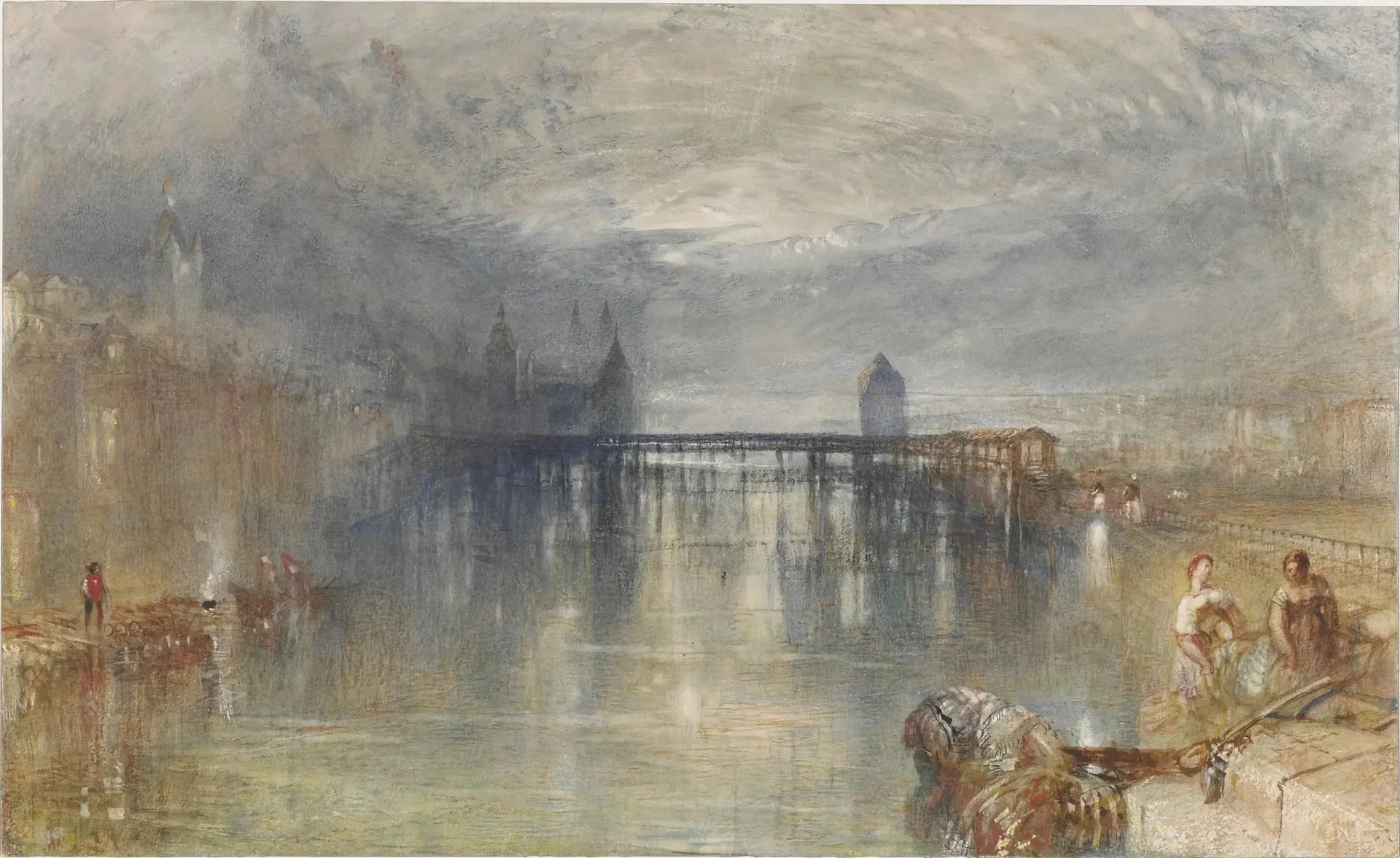 Lucerne: Moonlight - J. M. W. Turner image 1 copie de tableau peinte à la main