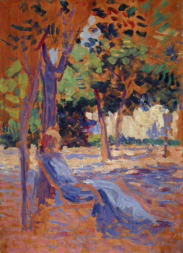 Lucie Cousturier dans son jardin - Maximilien Luce image 1 tableau peint à l’huile sur toile