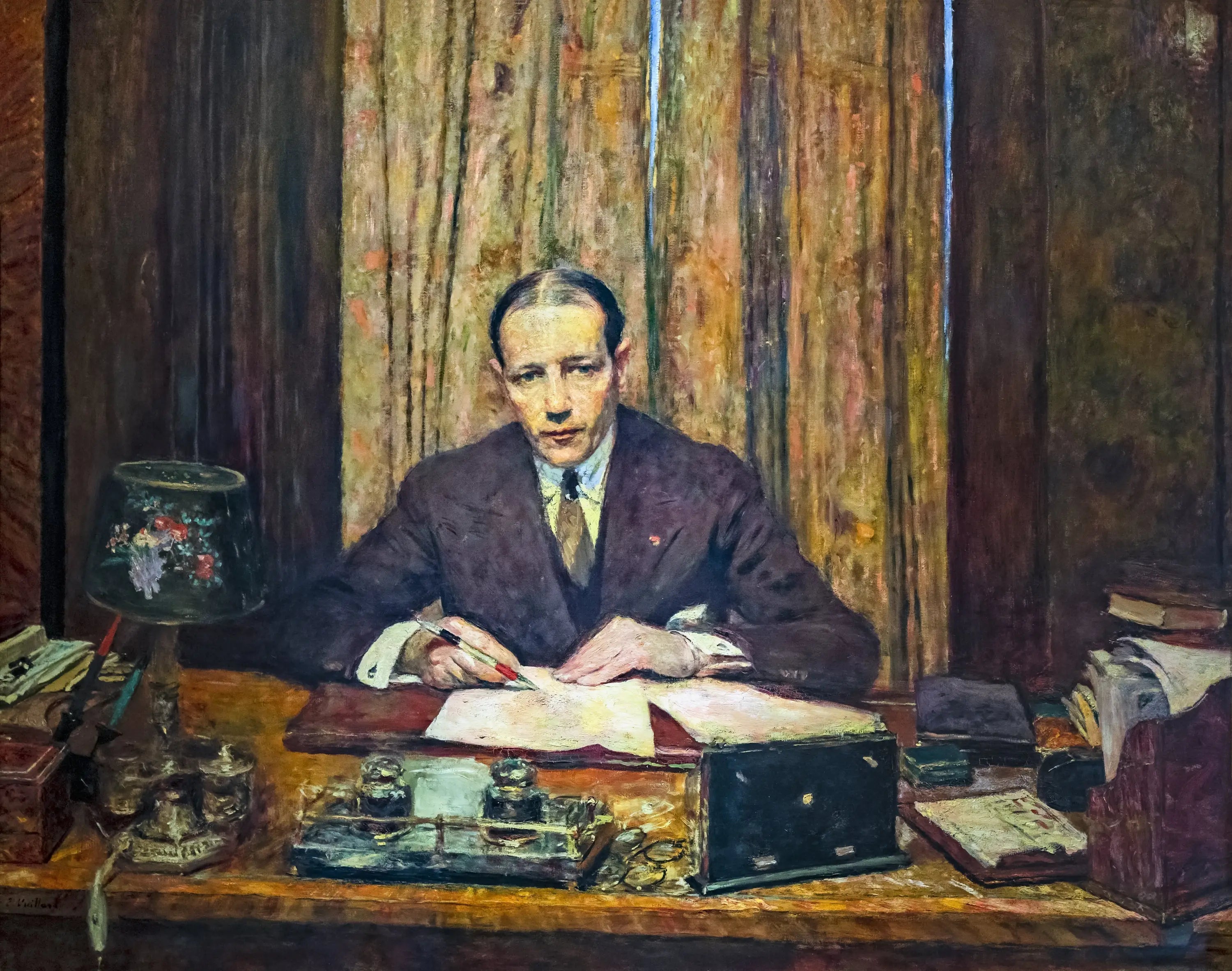 Lucien Rosengart à sa table de travail - Édouard Vuillard image 1 copie de tableau peinte à la main