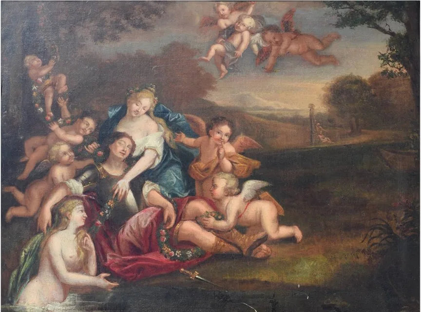 Lucrèce entourée de femmes se baignant et d'anges - Francesco Albani image 1 reproduction réalisée par Alpha Reproduction