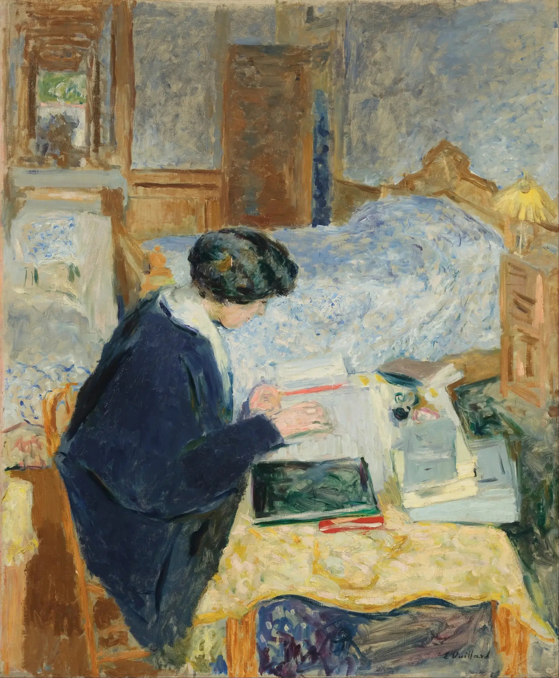 Lucy Hessel lisant - Édouard Vuillard image 1 tableau peint à l’huile sur toile