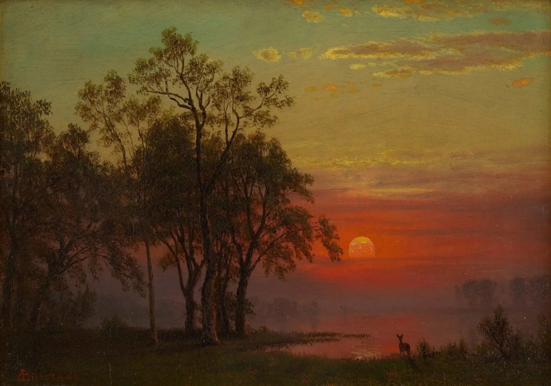 Lueur du soir - Albert Bierstadt image 1 copie de tableau peinte à la main