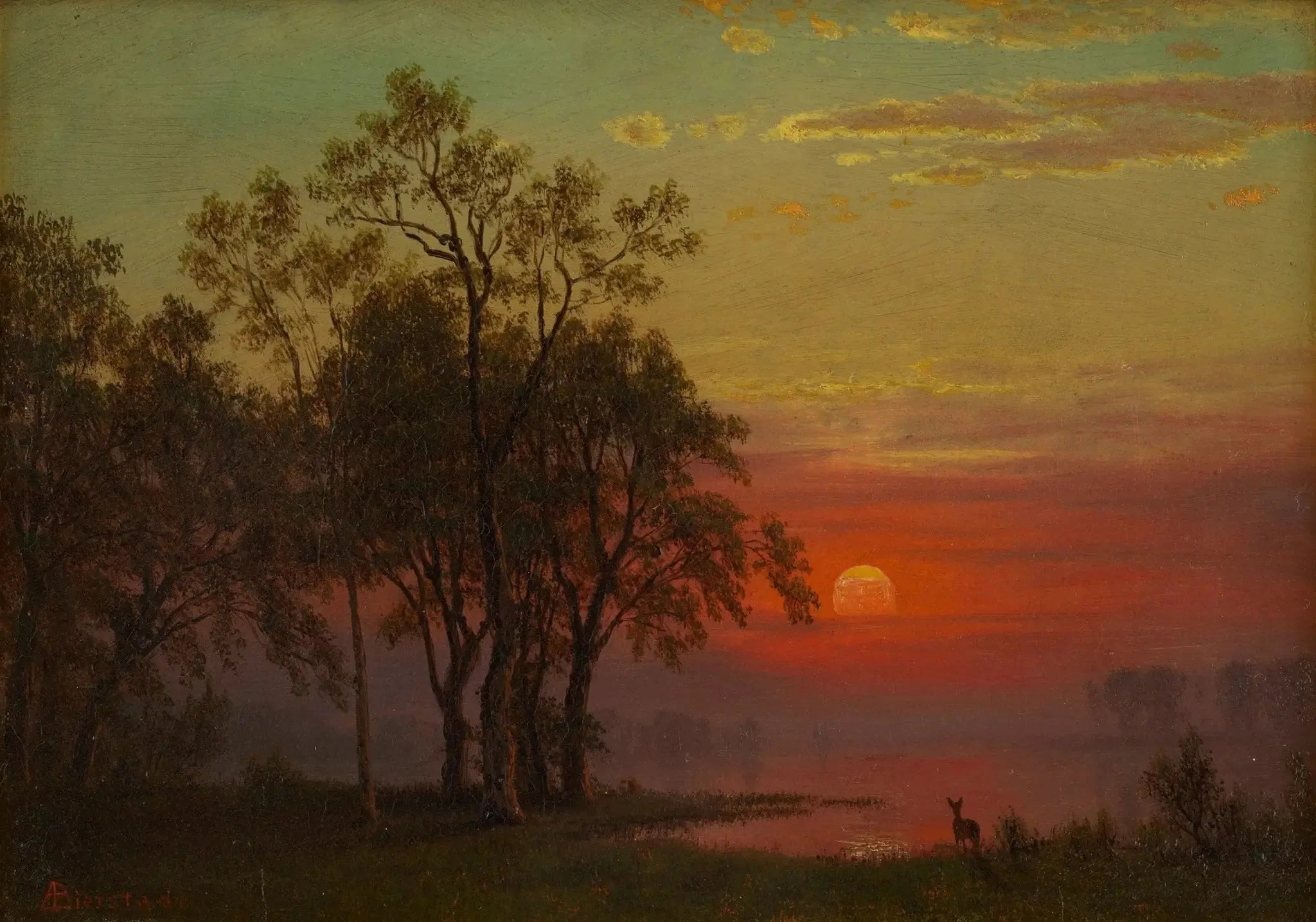 Lueur du soir - Albert Bierstadt image 1 copie de tableau peinte à la main
