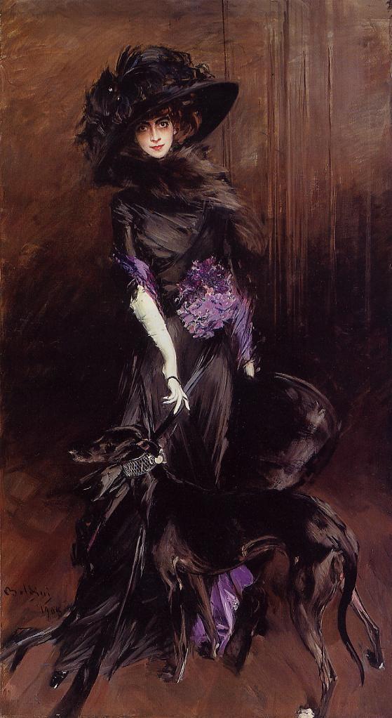 Luisa Casati (1881-1957) avec un lévrier - Giovanni Boldini image 1 reproduction de peinture à l’huile