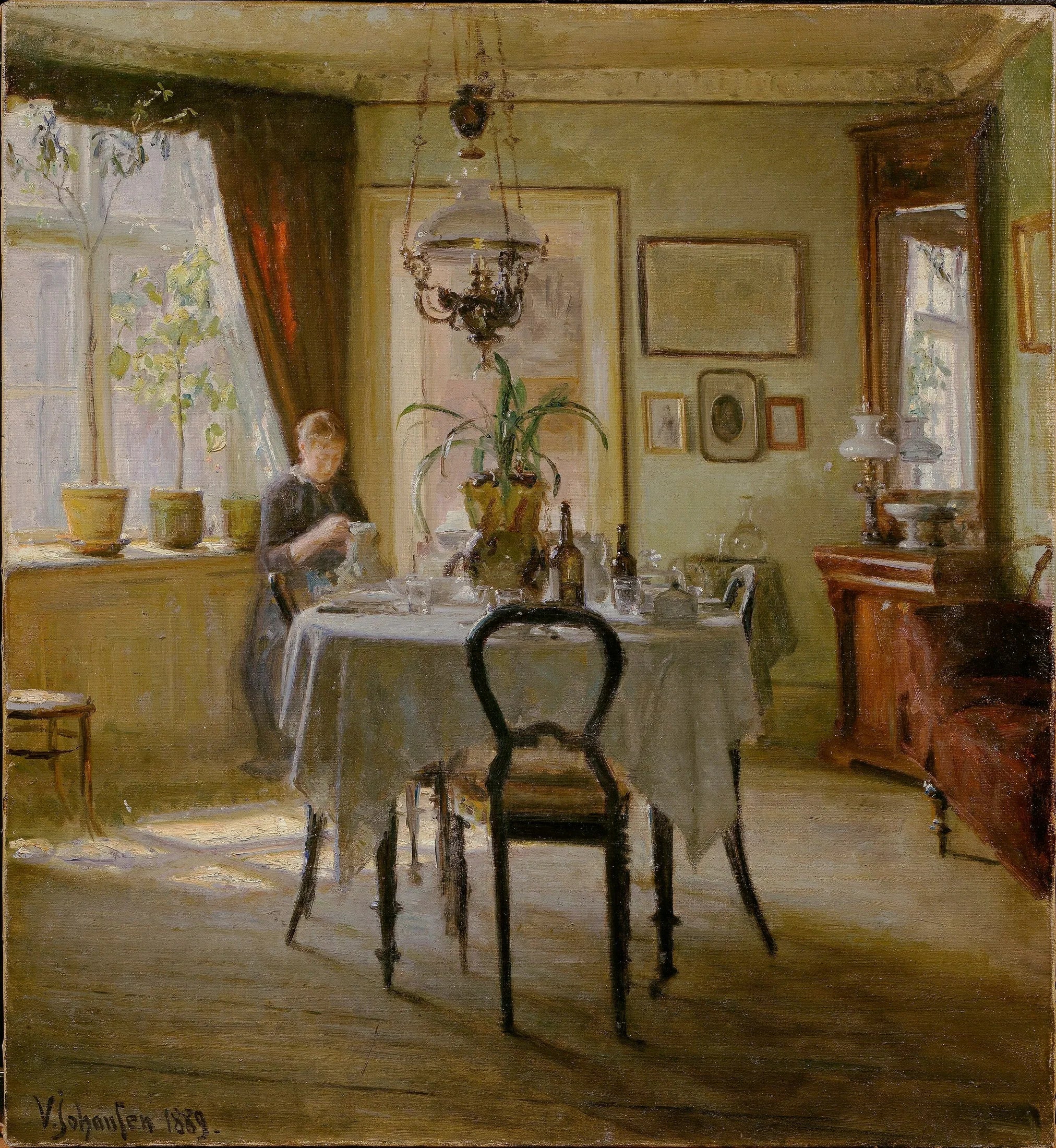 Lumière du soleil dans la salle à manger - Viggo Johansen image 1 reproduction d’œuvre d’art à l’huile