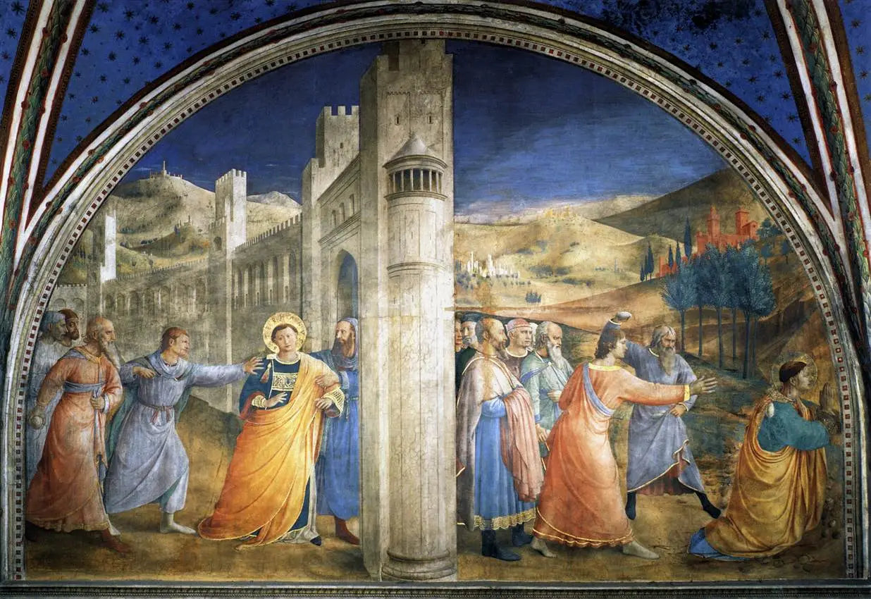 Lunette du mur est de la chapelle Nicoline - Fra Angelico image 1 reproduction de peinture à l’huile