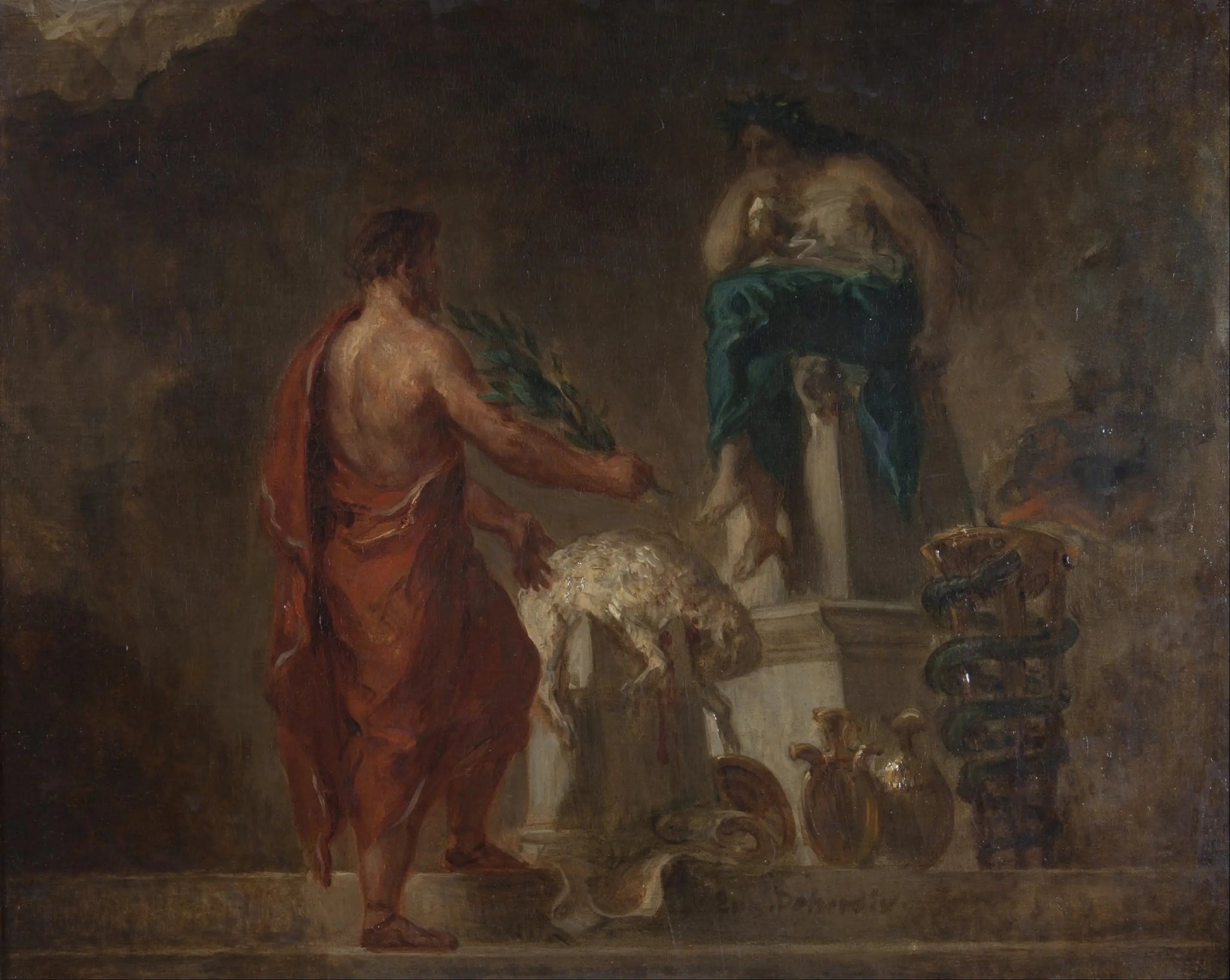Lycurgue consulte la Pythie - Eugène Delacroix image 1 copie de tableau peinte à la main