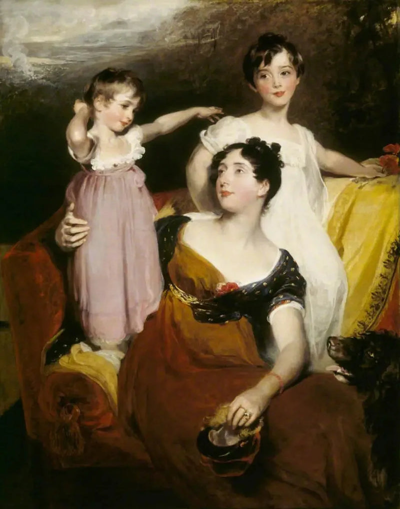 Lydia Elizabeth Hoare, Lady Acland (1786-1856) avec ses deux fils Thomas, plus tard 11e Bt (1809-1898) et Arthur (1811-1857) - Thomas Lawrence