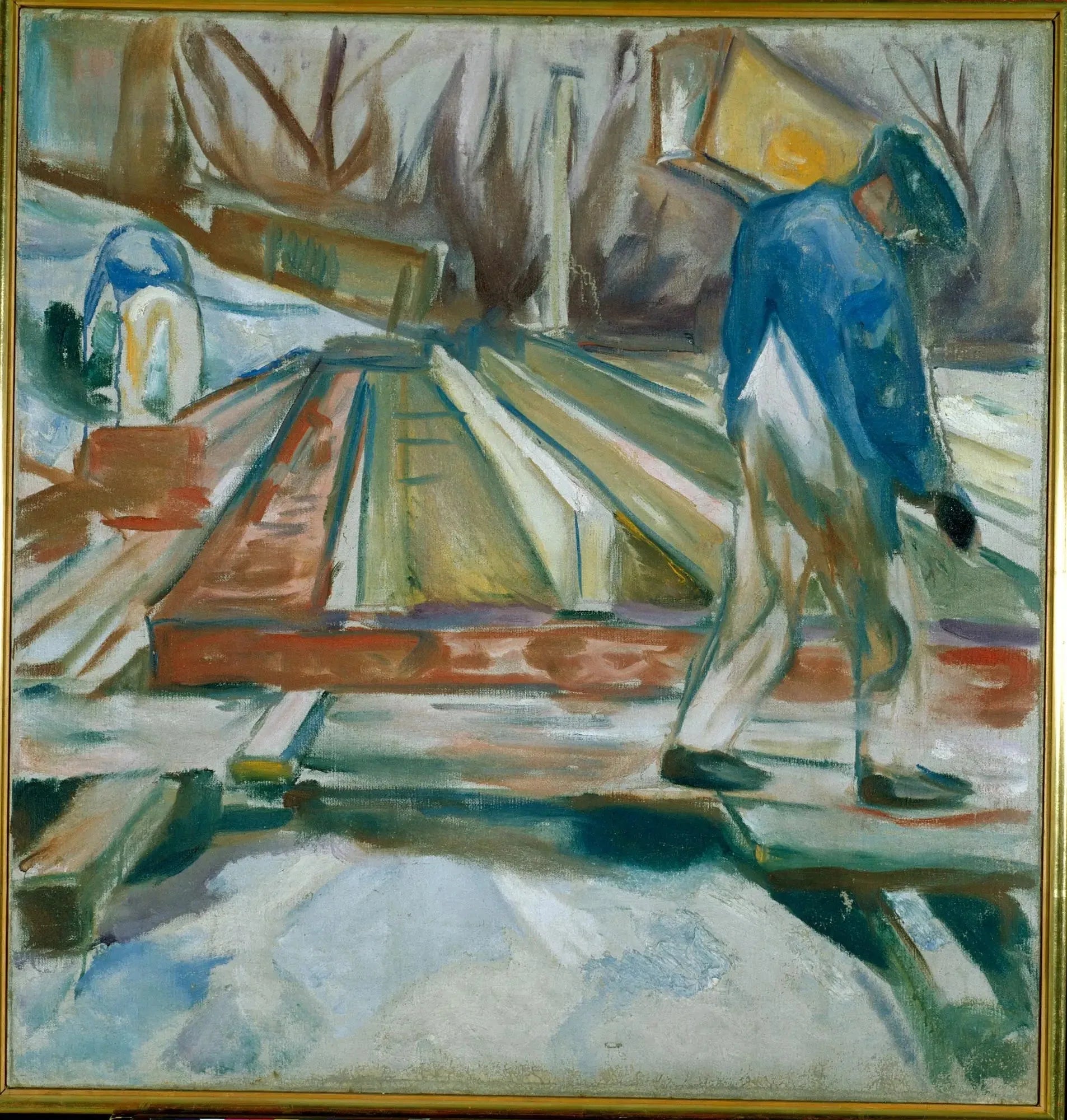 Maçon au travail sur l'immeuble du studio - Edvard Munch image 1 copie de tableau peinte à la main