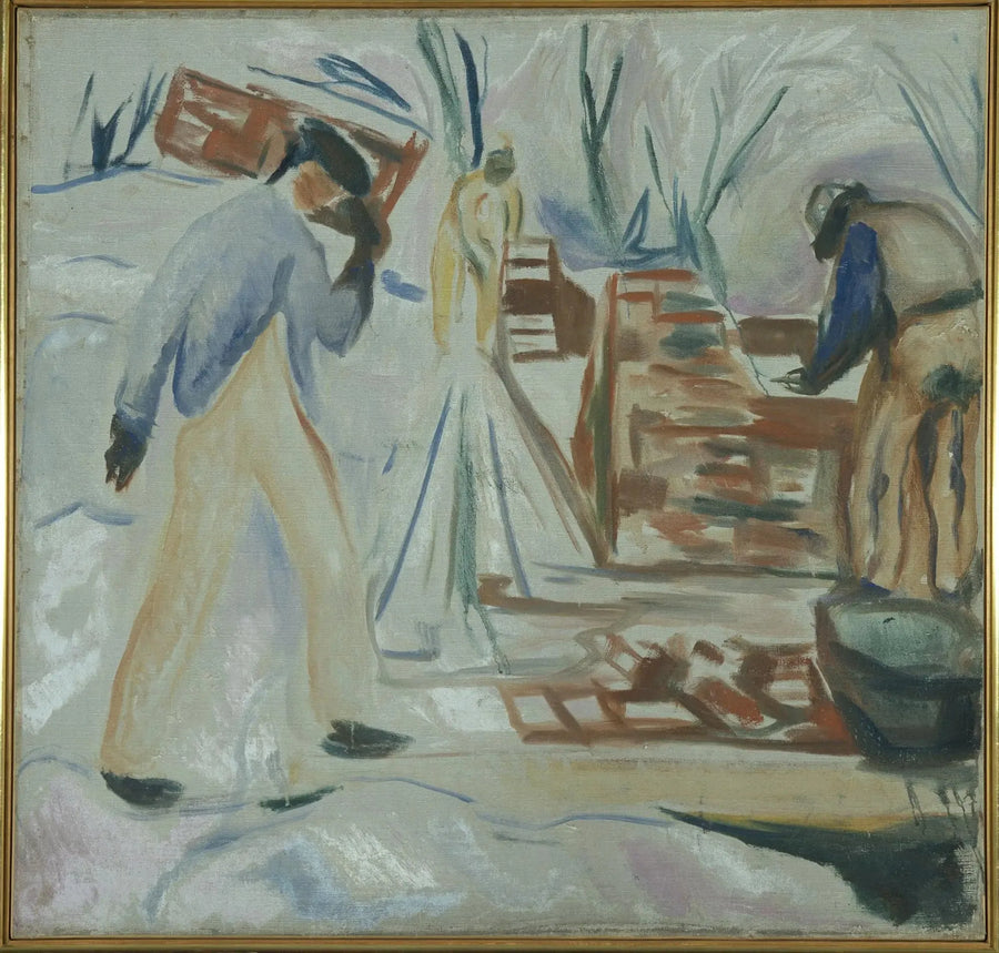 Maçon au travail sur l'immeuble du studio - Edvard Munch