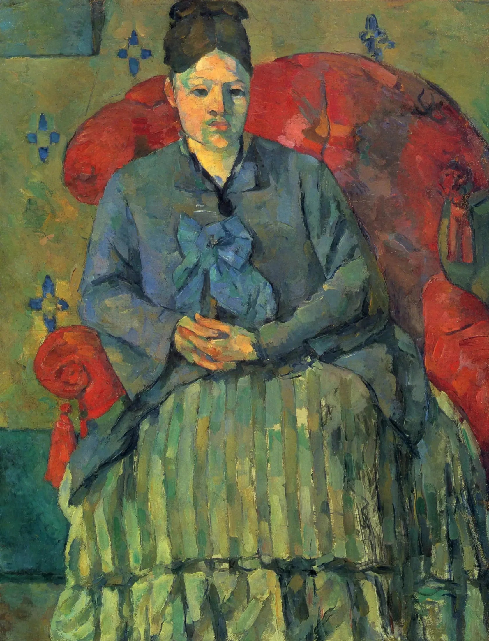 Madame Cézanne à la jupe rayée - Paul Cézanne image 1 tableau peint à l’huile sur toile