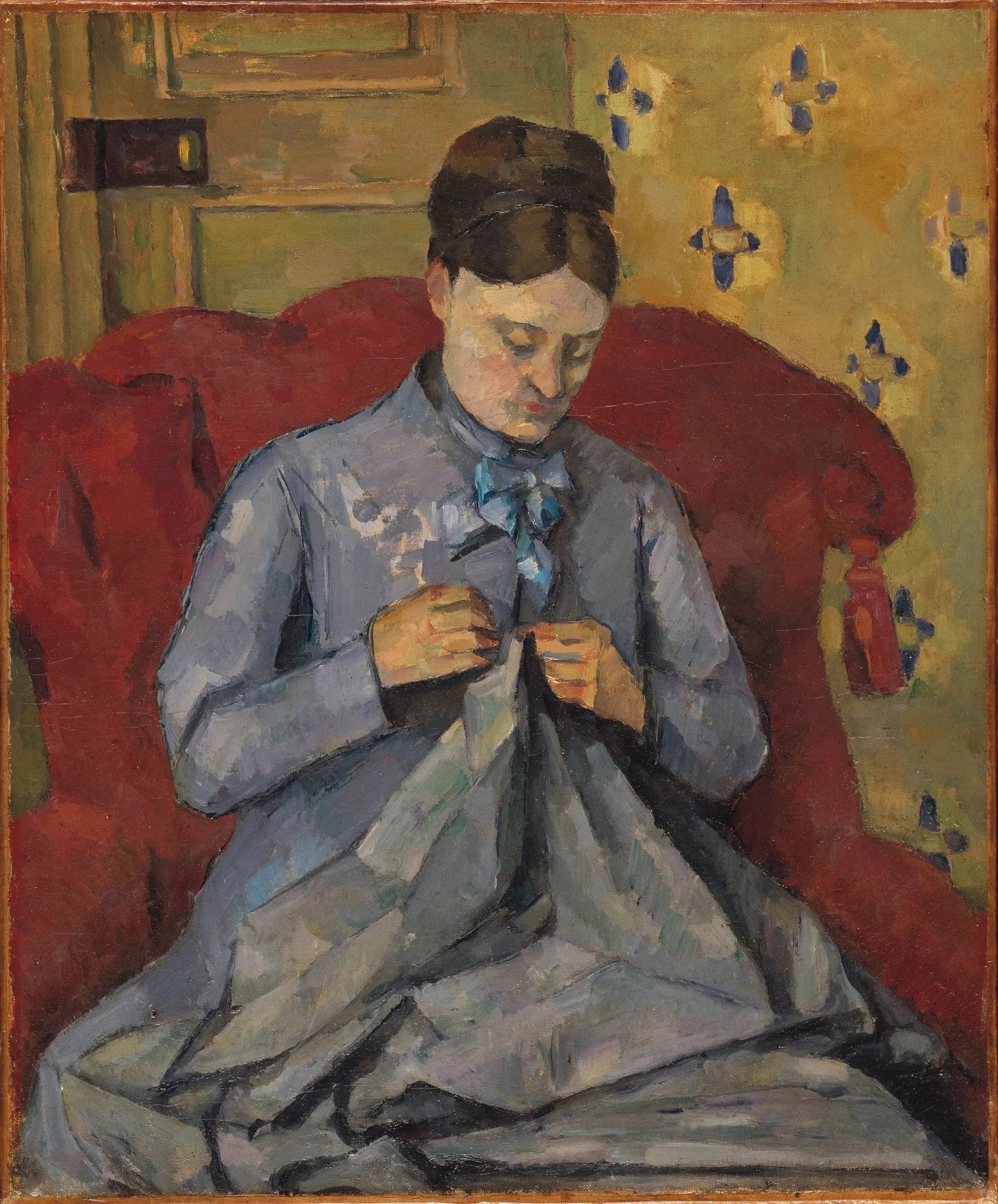 Madame Cézanne cousant - Paul Cézanne image 1 reproduction artisanale de tableau