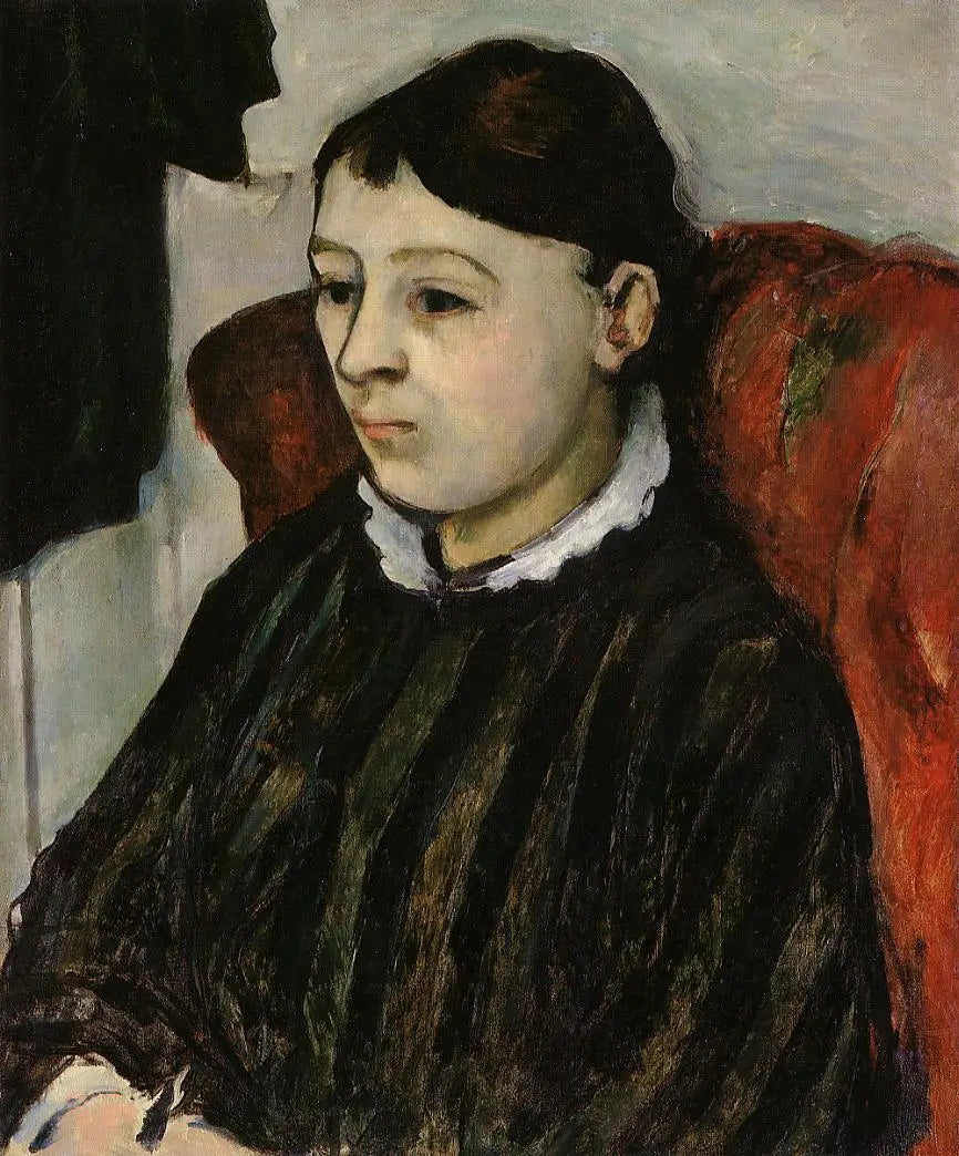 Madame Cezanne en robe rayée - Paul Cézanne image 1 copie de tableau peinte à la main