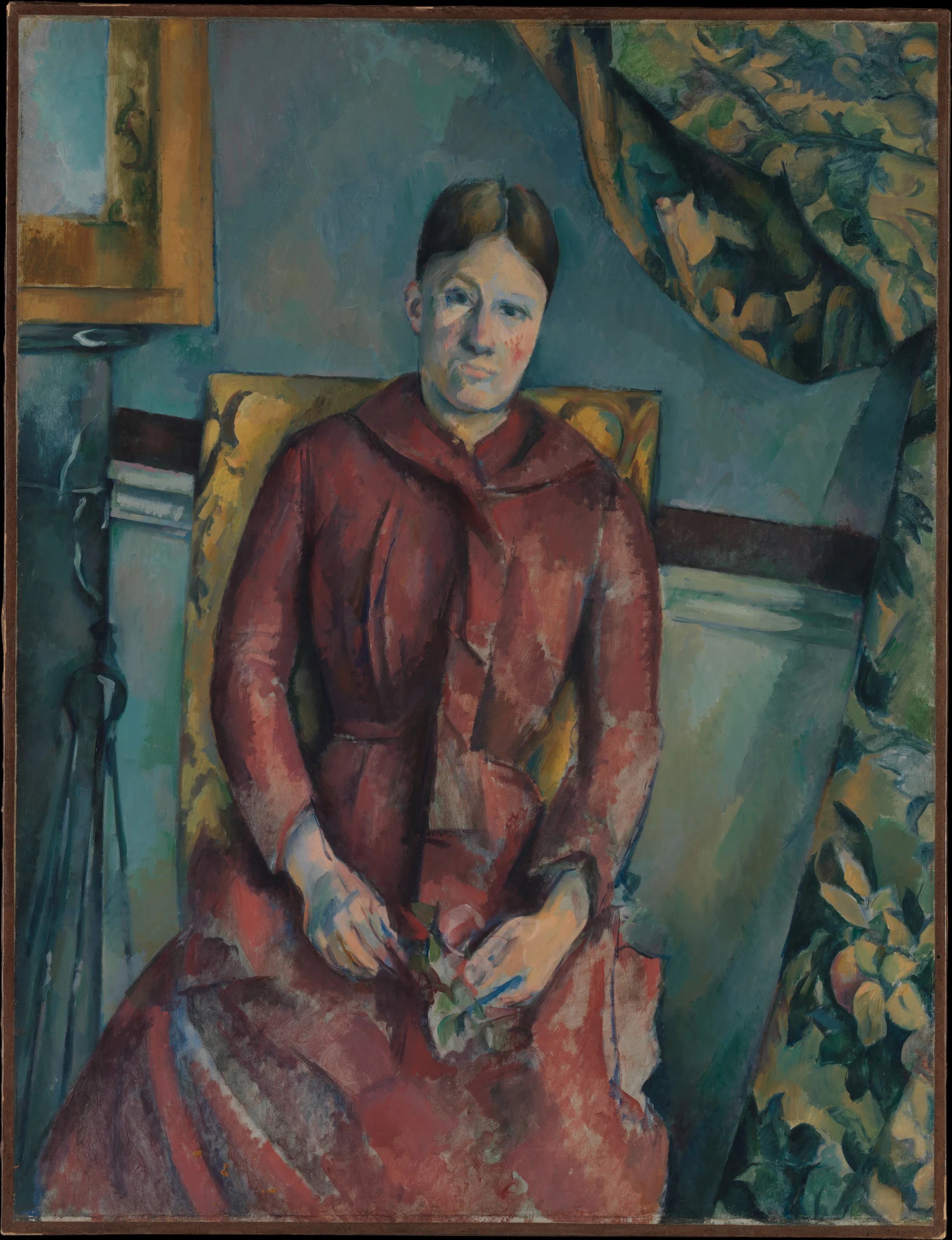 Madame Cézanne (Hortense Fiquet, 1850-1922) en robe rouge - Paul Cézanne