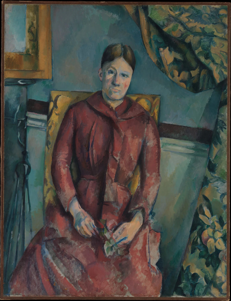 Madame Cézanne (Hortense Fiquet, 1850-1922) en robe rouge - Paul Cézanne