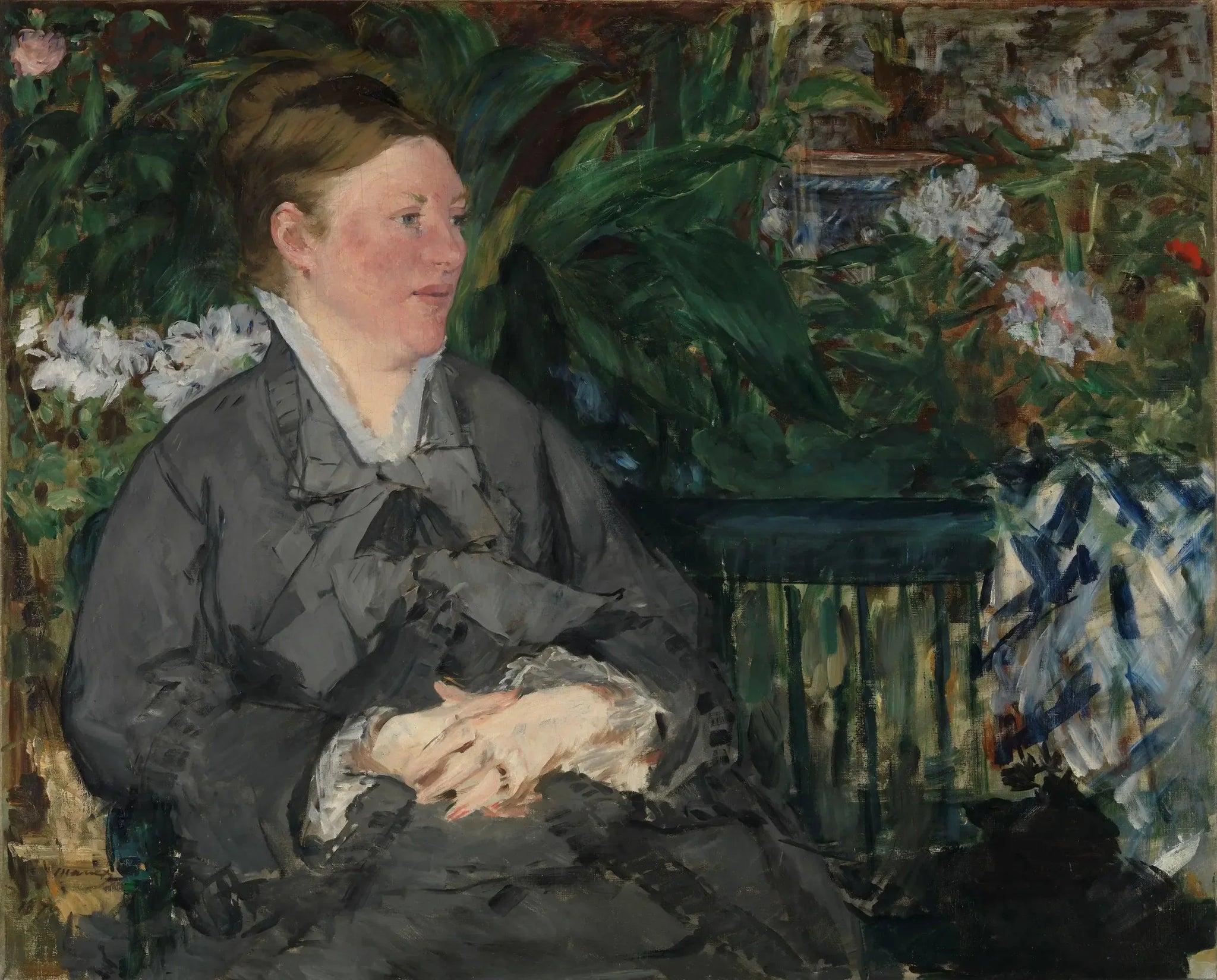 Madame Édouard Manet dans la serre - Édouard Manet image 1 copie peinte à la main à l’huile