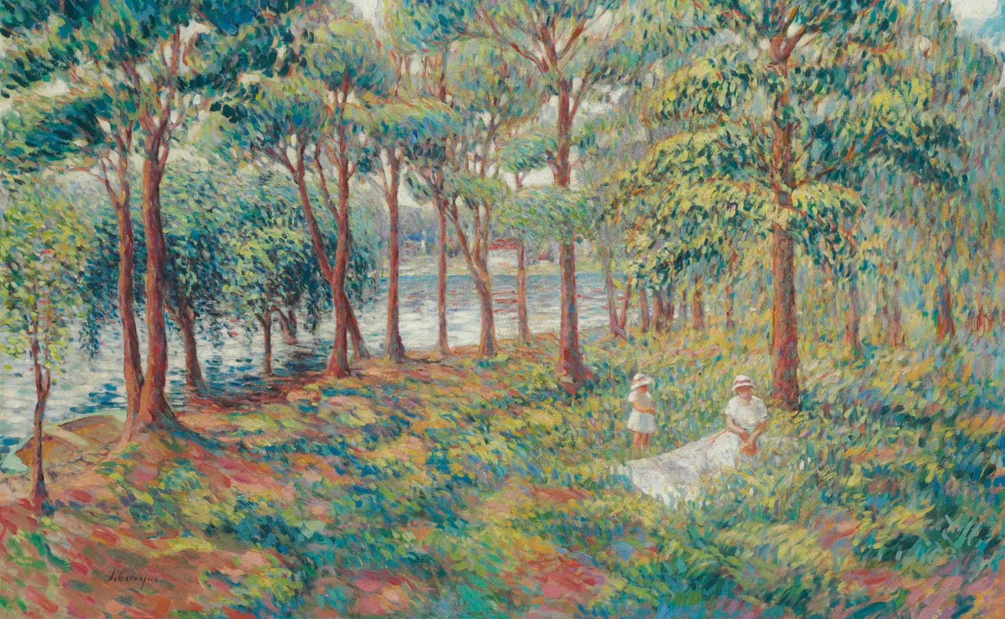 Madame Lebasque et sa fille au bord de la Marne - Henri Lebasque image 1 reproduction artisanale de tableau