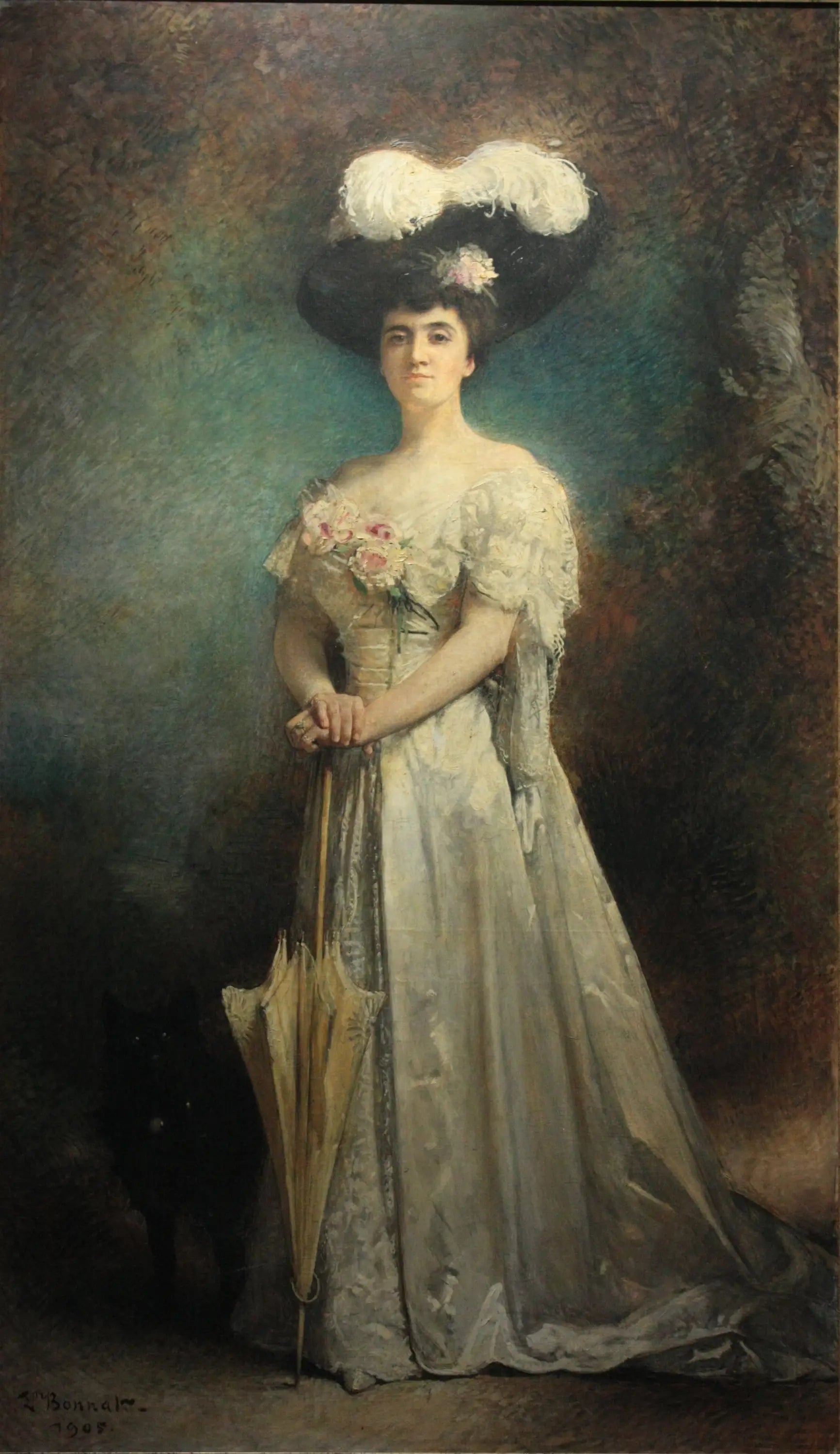 Madame Maurice Pascal et son chien Tiny - Léon Bonnat image 1 reproduction d’œuvre d’art à l’huile