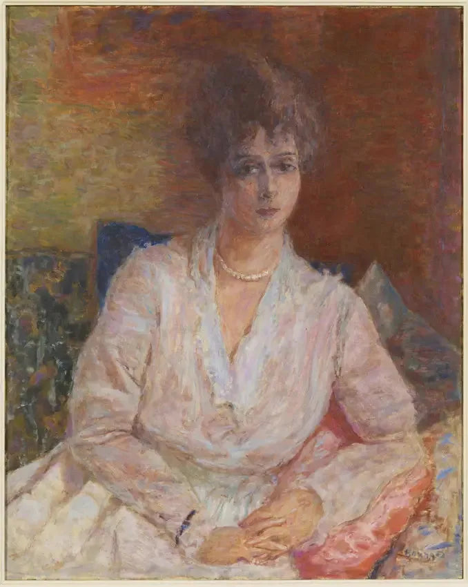 Madame Reine Thadée Natanson au collier de perles - Pierre Bonnard image 1 reproduction de peinture à l’huile