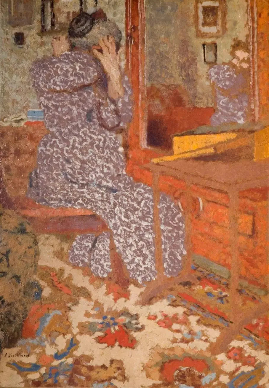 Madame Vuillard arrangeant ses cheveux - Édouard Vuillard image 1 reproduction d’œuvre d’art à l’huile