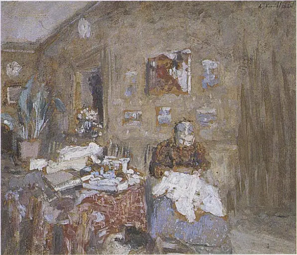 Madame Vuillard cousant - Édouard Vuillard image 1 tableau peint à l’huile sur toile