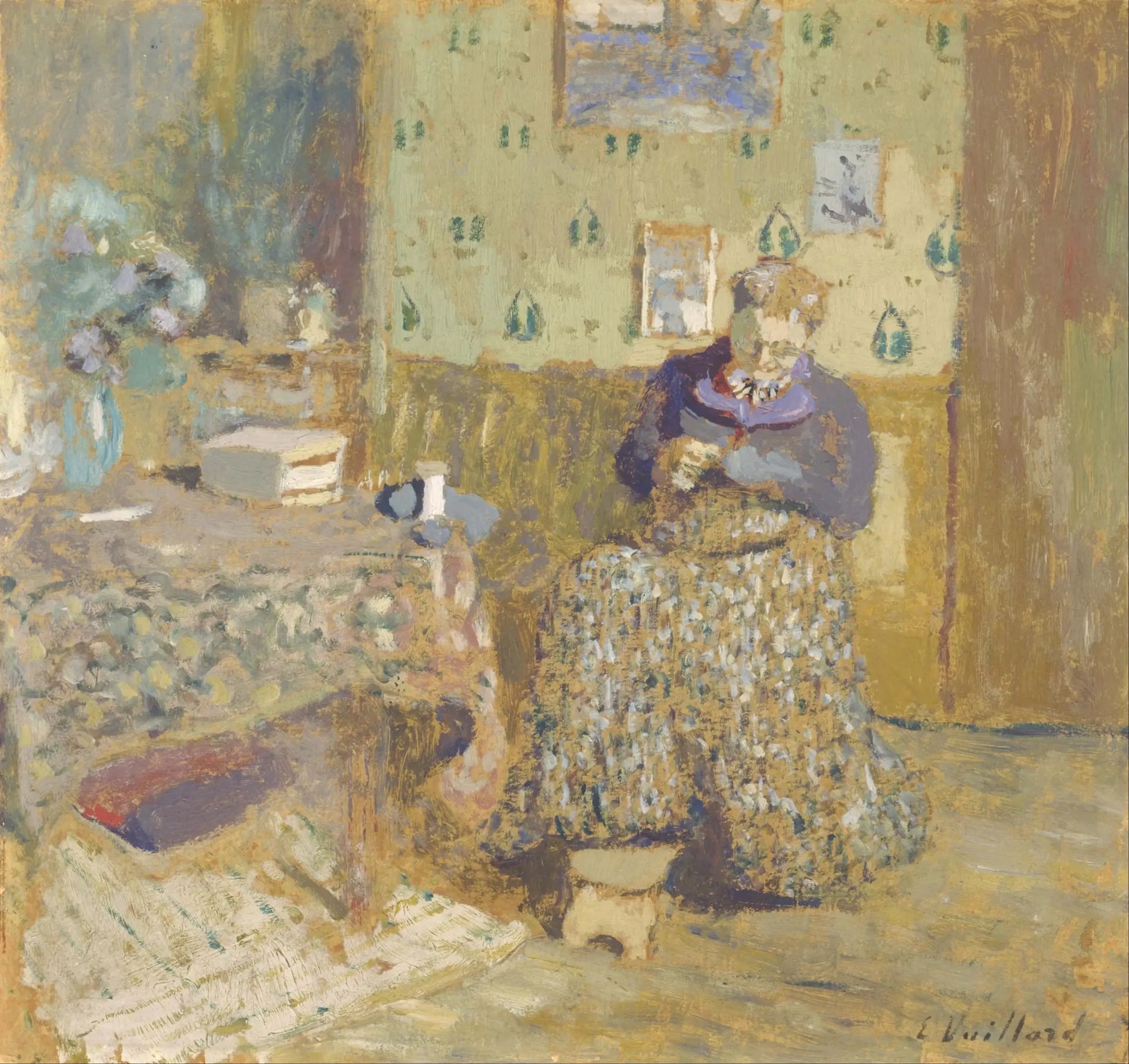 Madame Vuillard Couture - Édouard Vuillard image 1 copie de tableau peinte à la main