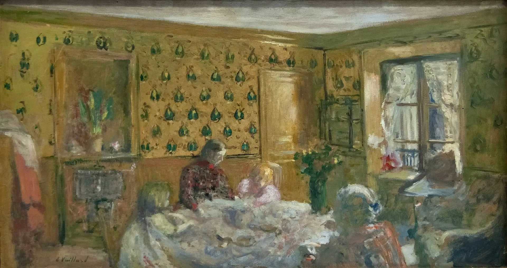 Madame Vuillard et les enfants Roussel - Édouard Vuillard image 1 tableau peint à l’huile sur toile