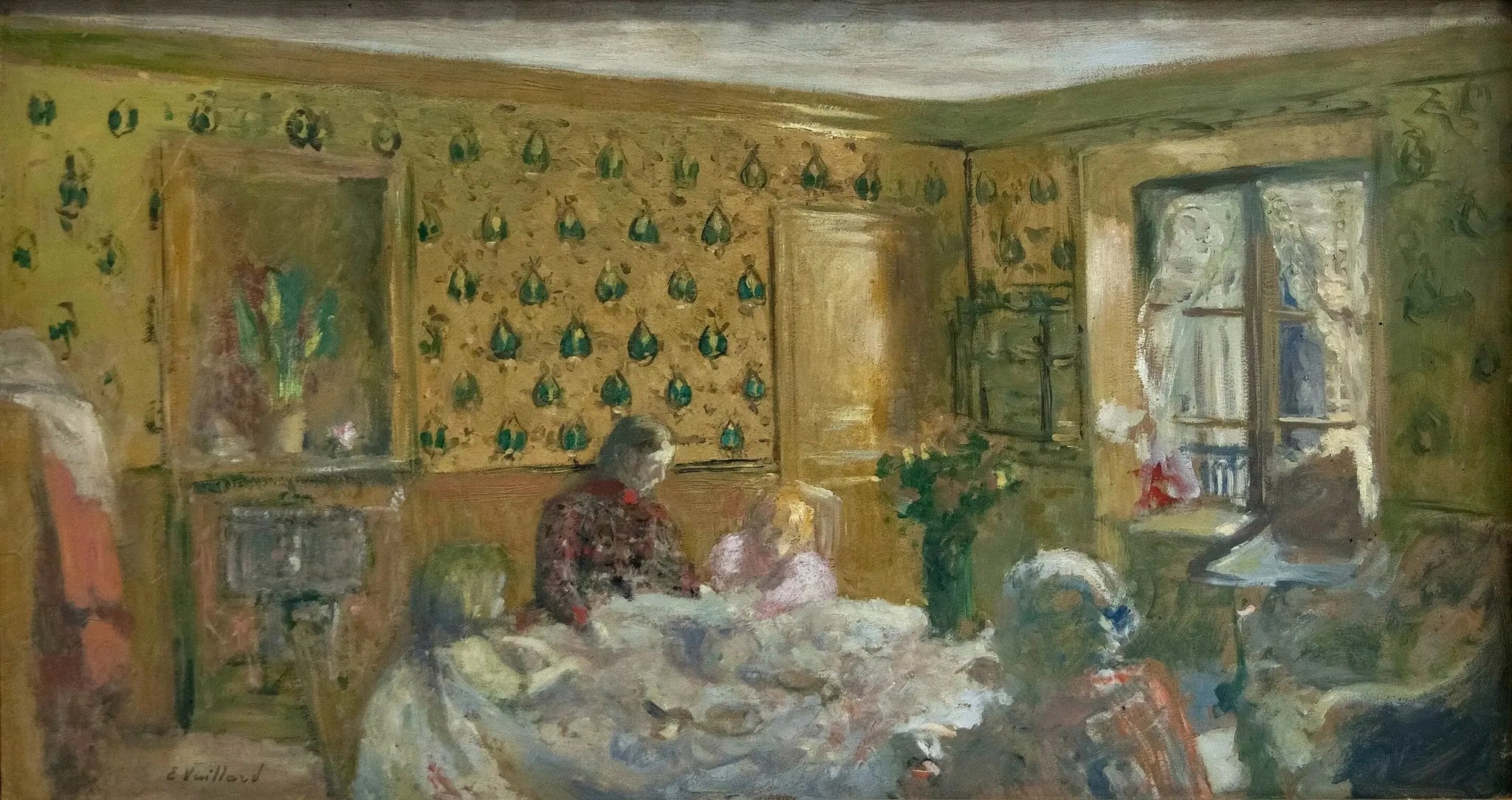 Madame Vuillard et les enfants Roussel - Édouard Vuillard image 1 tableau peint à l’huile sur toile