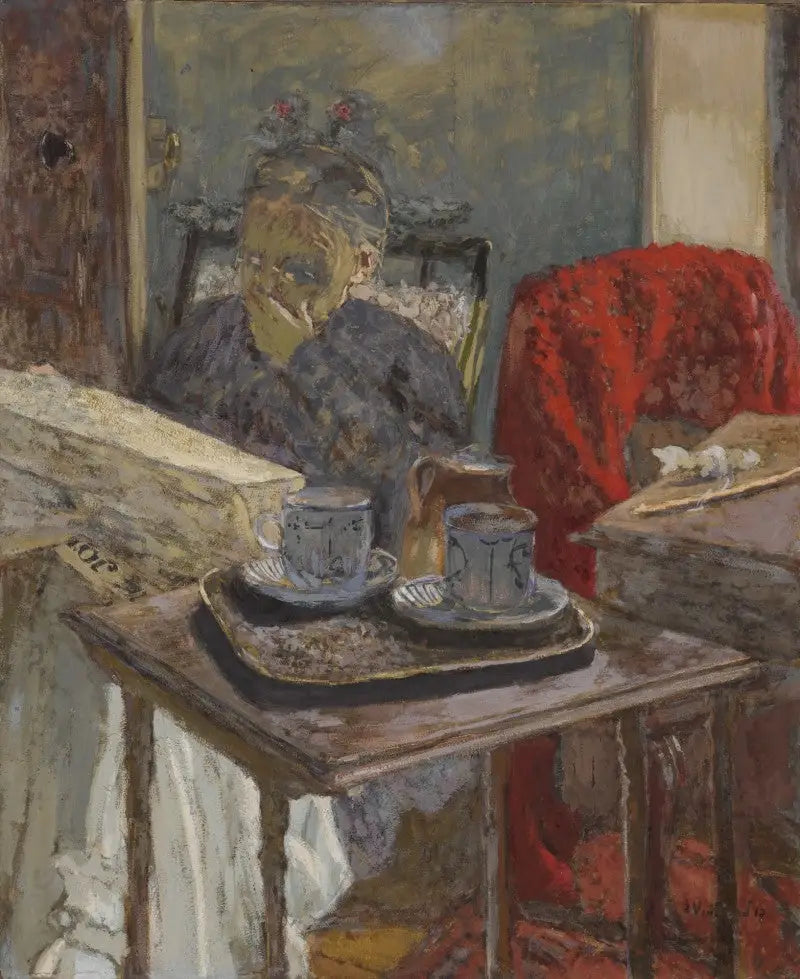 Madame Vuillard lisant le journal - Édouard Vuillard image 1 reproduction artisanale de tableau