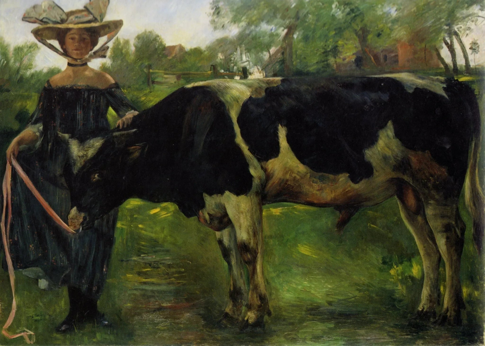 Mädchen mit Stier - Lovis Corinth image 1 reproduction d’œuvre d’art à l’huile