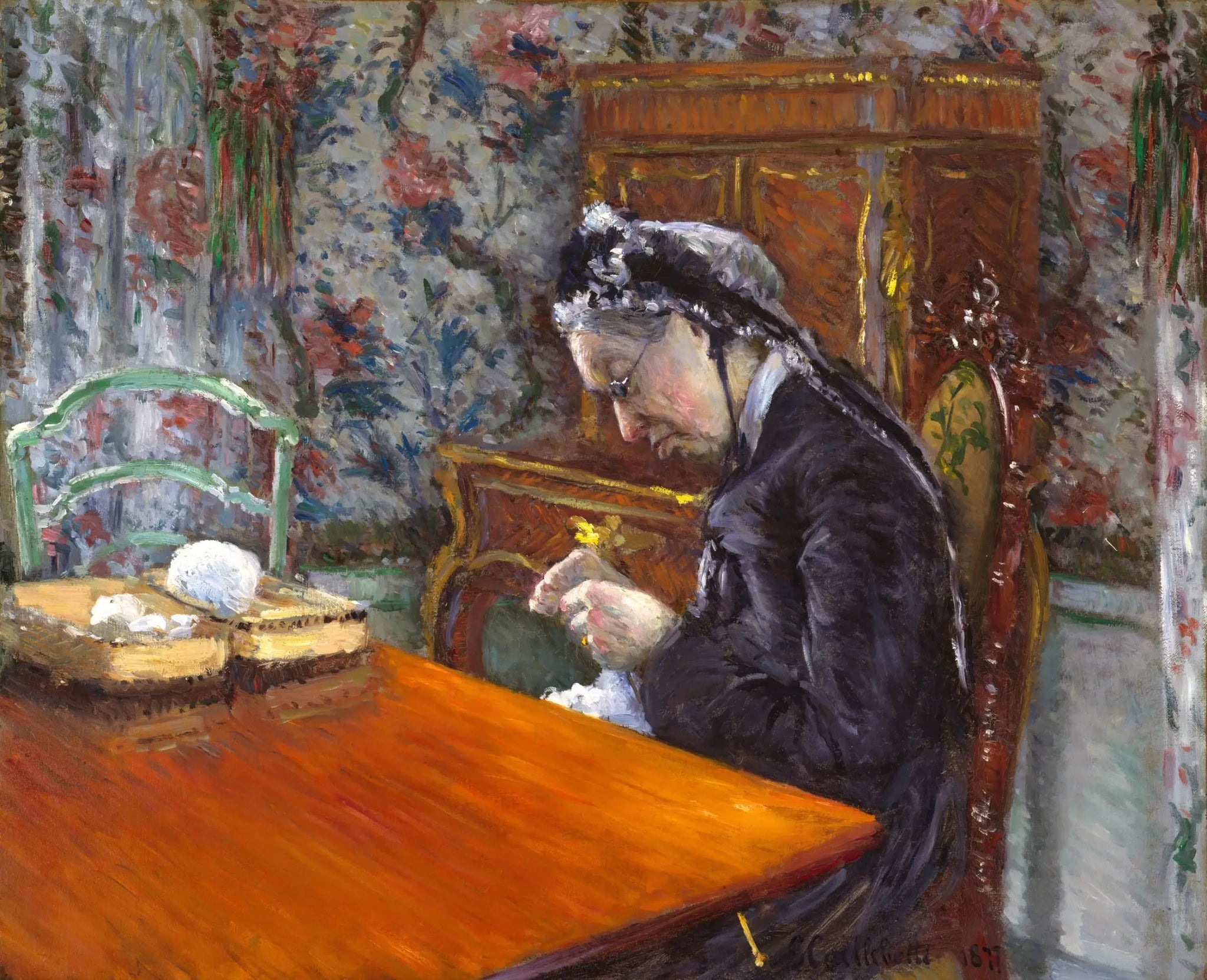 Mademoiselle Boissière Tricot - Gustave Caillebotte image 1 copie de tableau peinte à la main