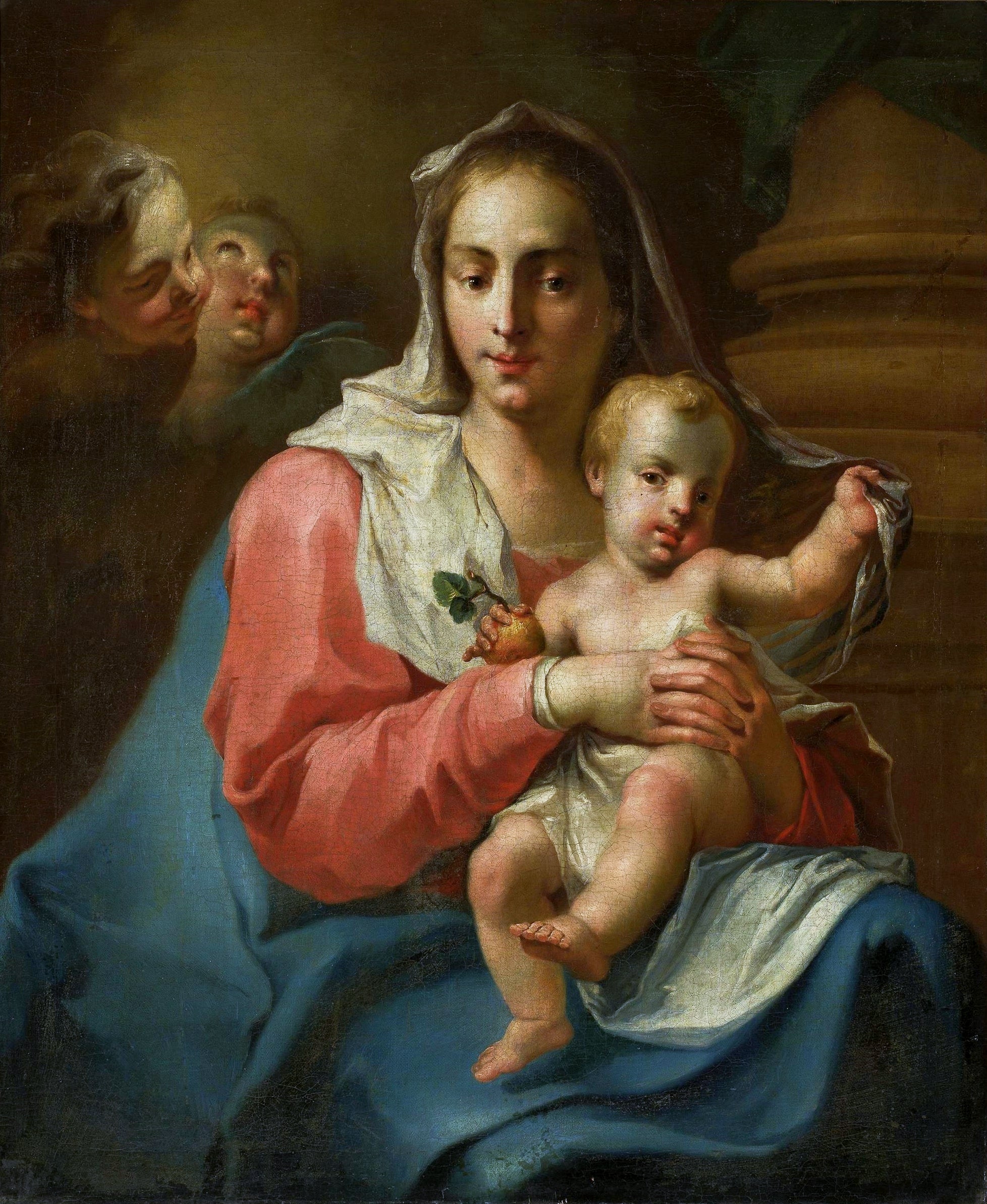 Madone et Enfant avec deux anges - Giovanni Battista Pittoni image 1 reproduction de peinture à l’huile