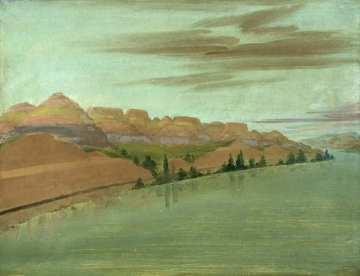 Magnifiques falaises d'argile, à 1900 milles au-dessus de Saint-Louis - George Catlin image 1 reproduction artisanale de tableau