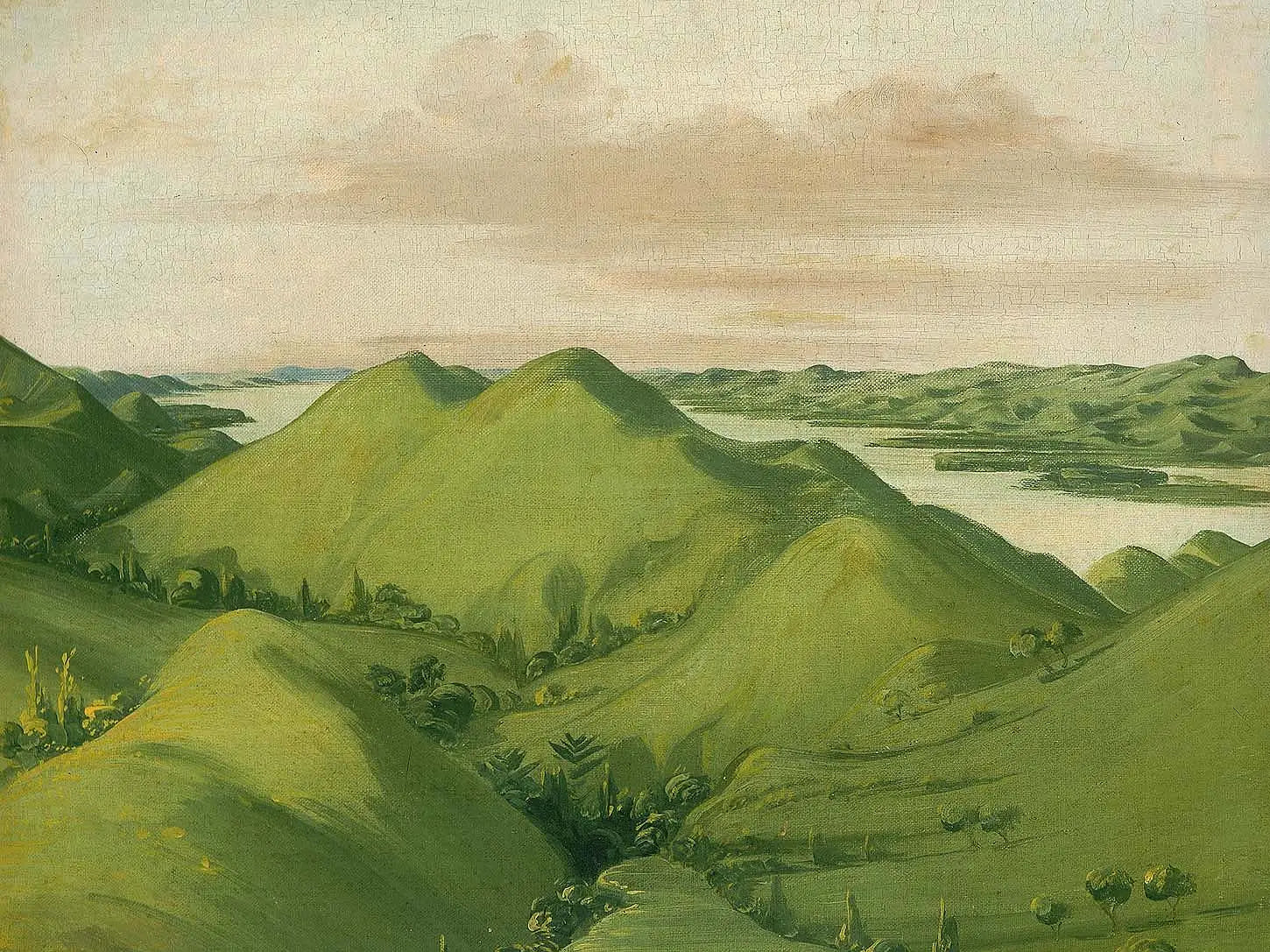 Magnifiques falaises herbeuses, à 177 km au-dessus de Saint-Louis - George Catlin image 1 copie peinte à la main à l’huile