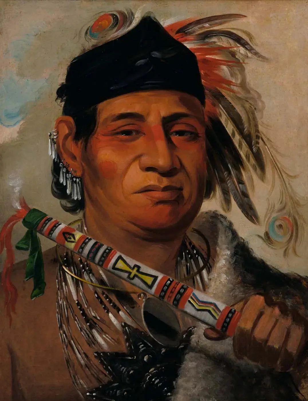 Mah-kée-mee-teuv, Grizzly Bear, chef de la tribu - George Catlin image 1 reproduction artisanale de tableau