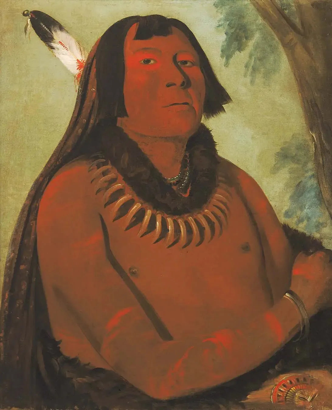 Mah-táhp-ta-a, se précipite au milieu, un brave - George Catlin image 1 reproduction d’œuvre d’art à l’huile