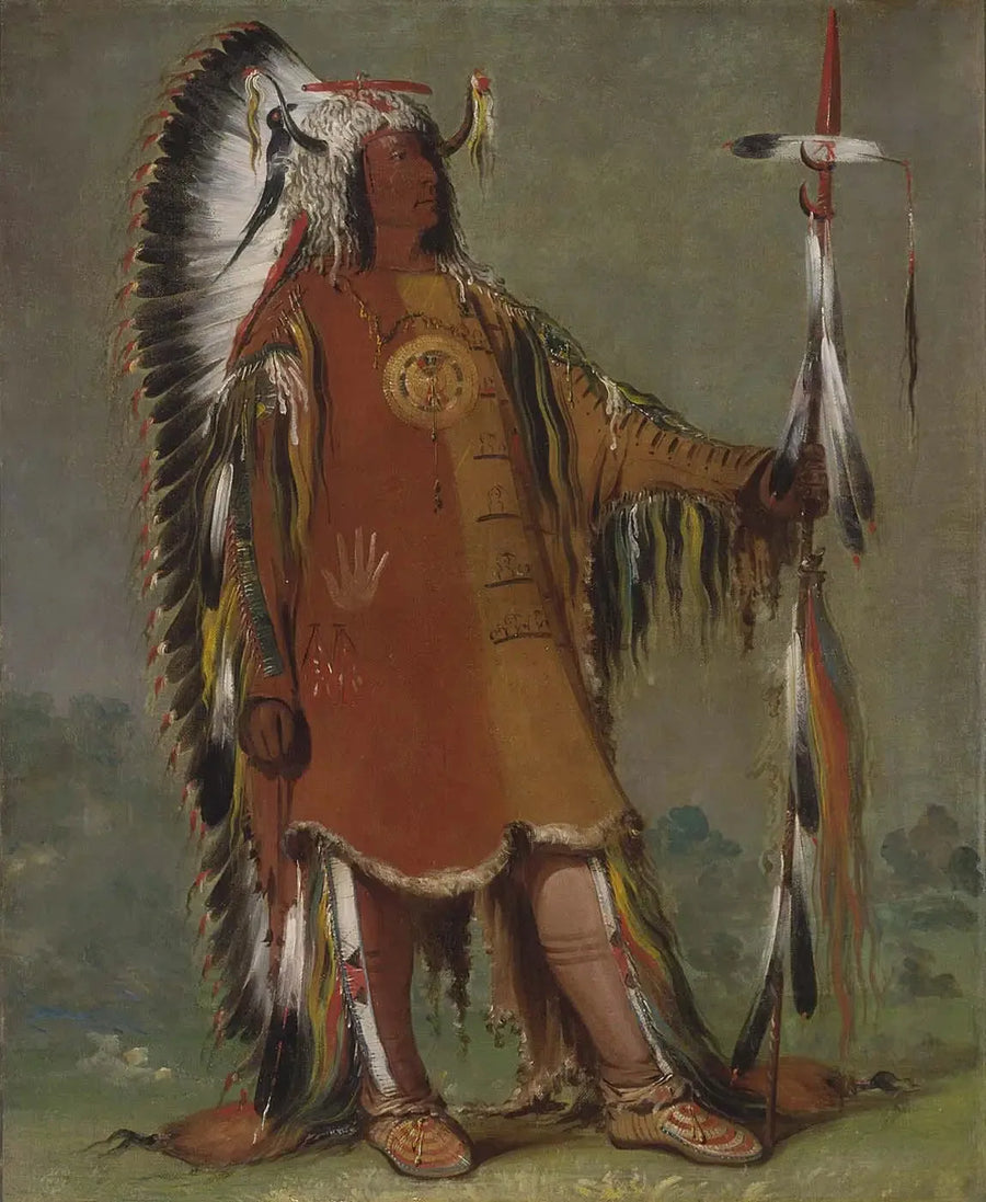 Máh-to-tóh-pa, Quatre Ours, Deuxième Chef, en grande tenue - George Catlin