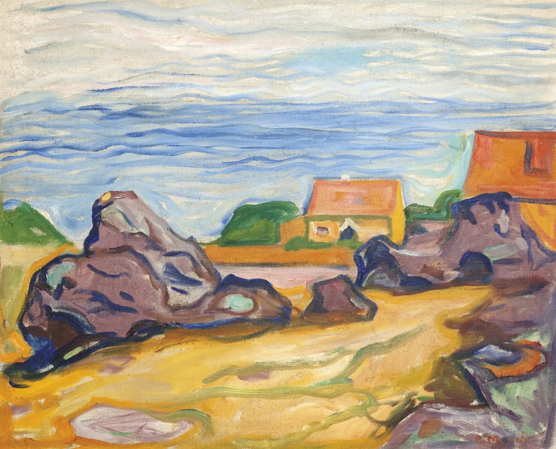 maison à Borre - Edvard Munch image 1 copie peinte à la main à l’huile