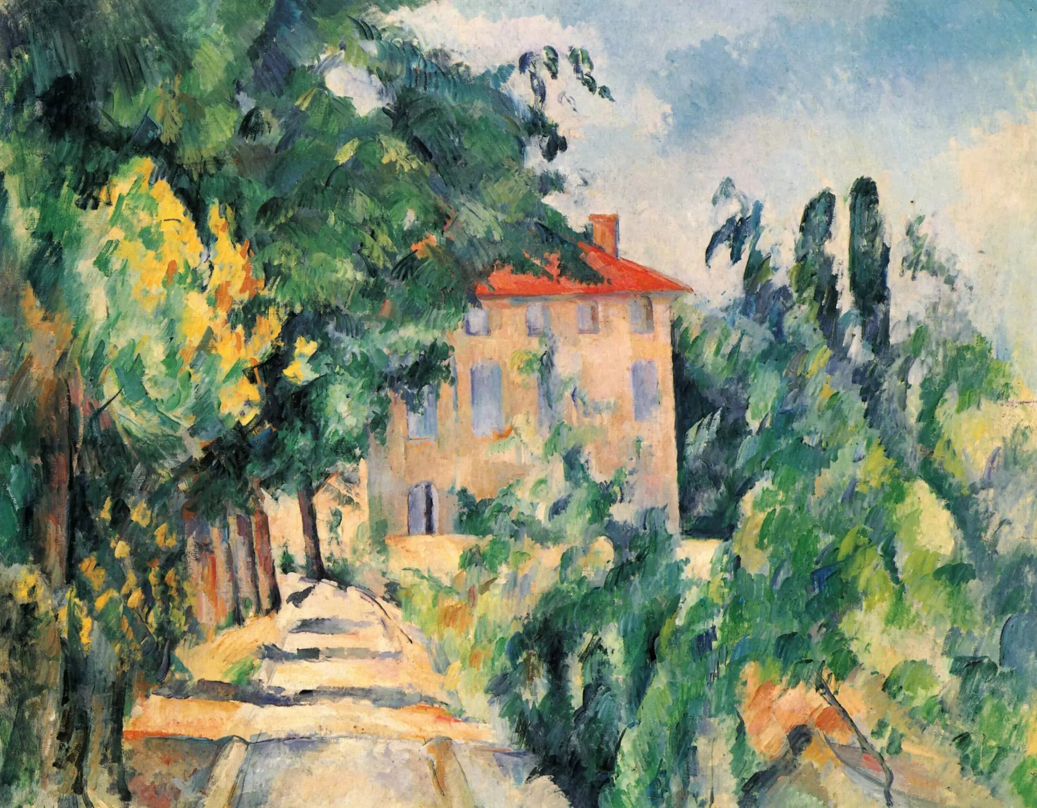 Maison au toit rouge (Jas de Bouffan) - Paul Cézanne image 1 reproduction artisanale de tableau
