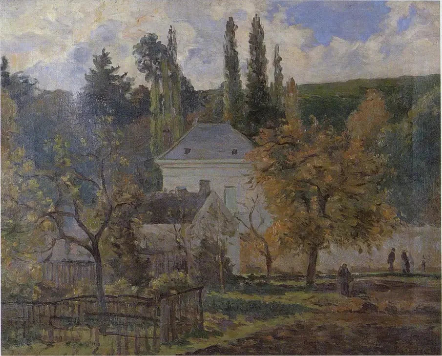 Maison bourgeoise à l'Hermitage, Pontoise - Camille Pissarro image 1 reproduction de peinture à l’huile
