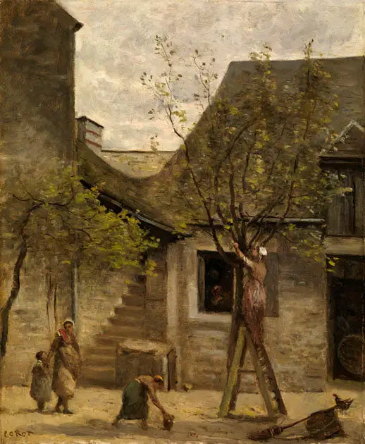 Maison de paysans à Fontainebleau - Jean-Baptiste Camille Corot image 1 tableau peint à l’huile sur toile