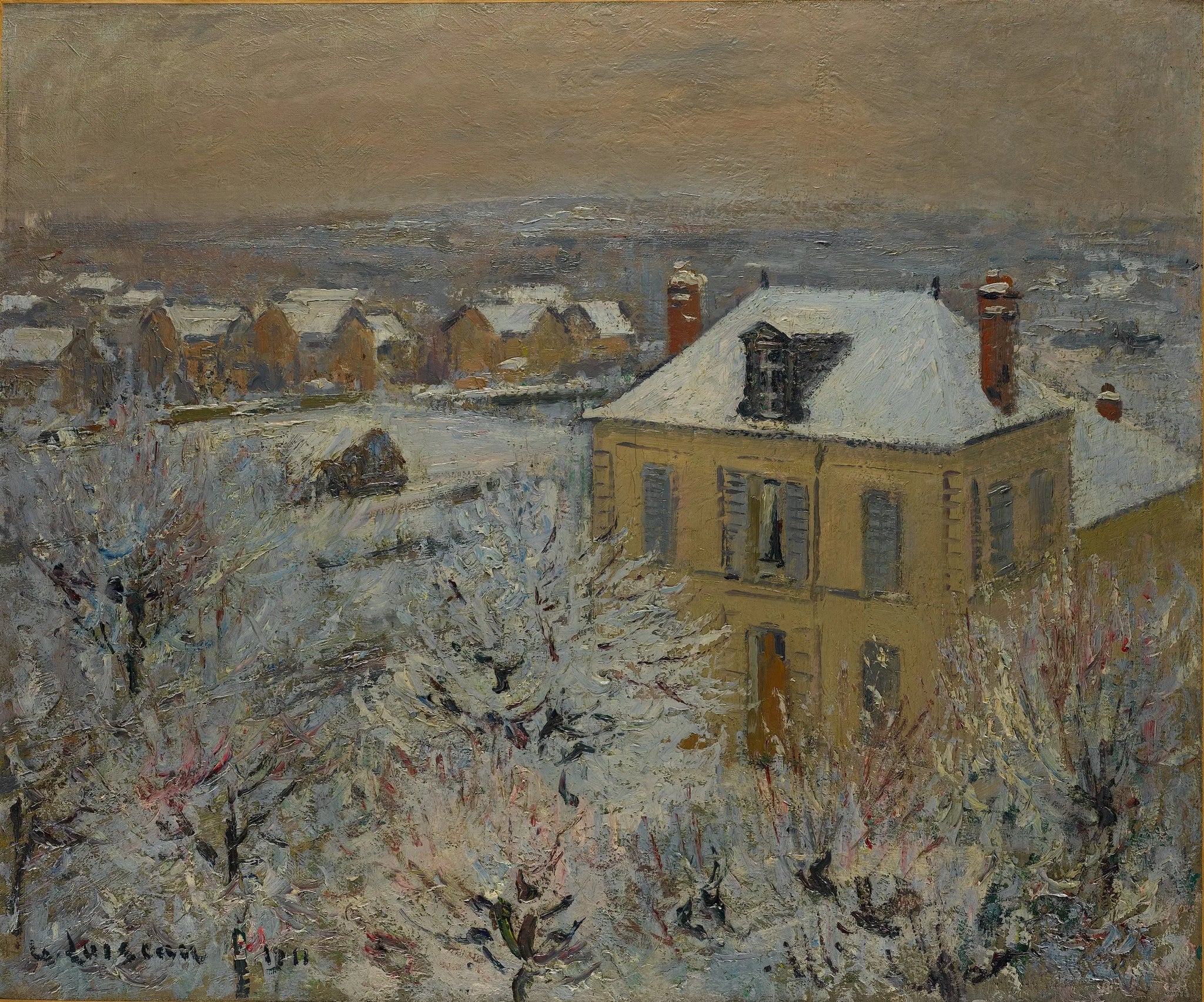 Maison en hiver - Gustave Loiseau image 1 reproduction de peinture à l’huile