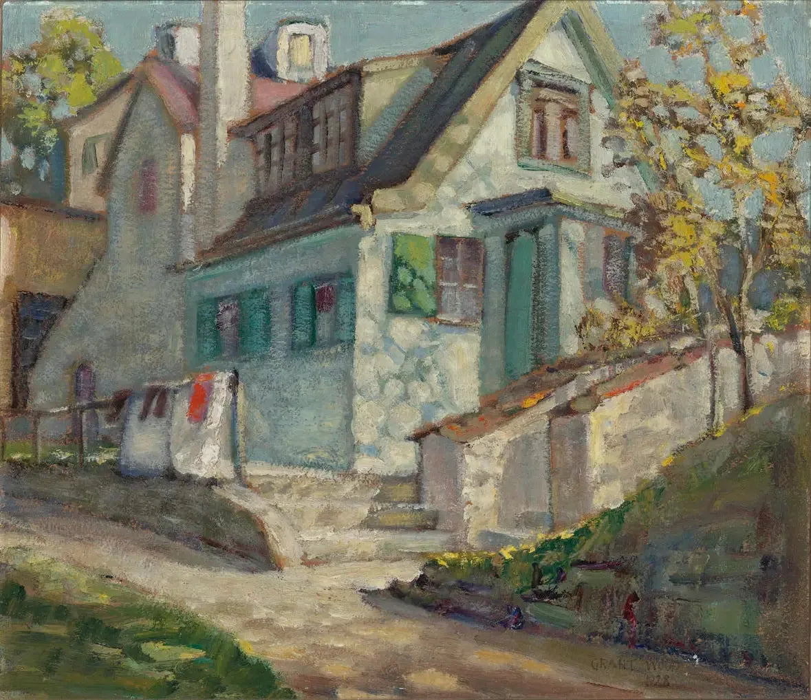Maison ensoleillée - Grant Wood image 1 reproduction artisanale de tableau