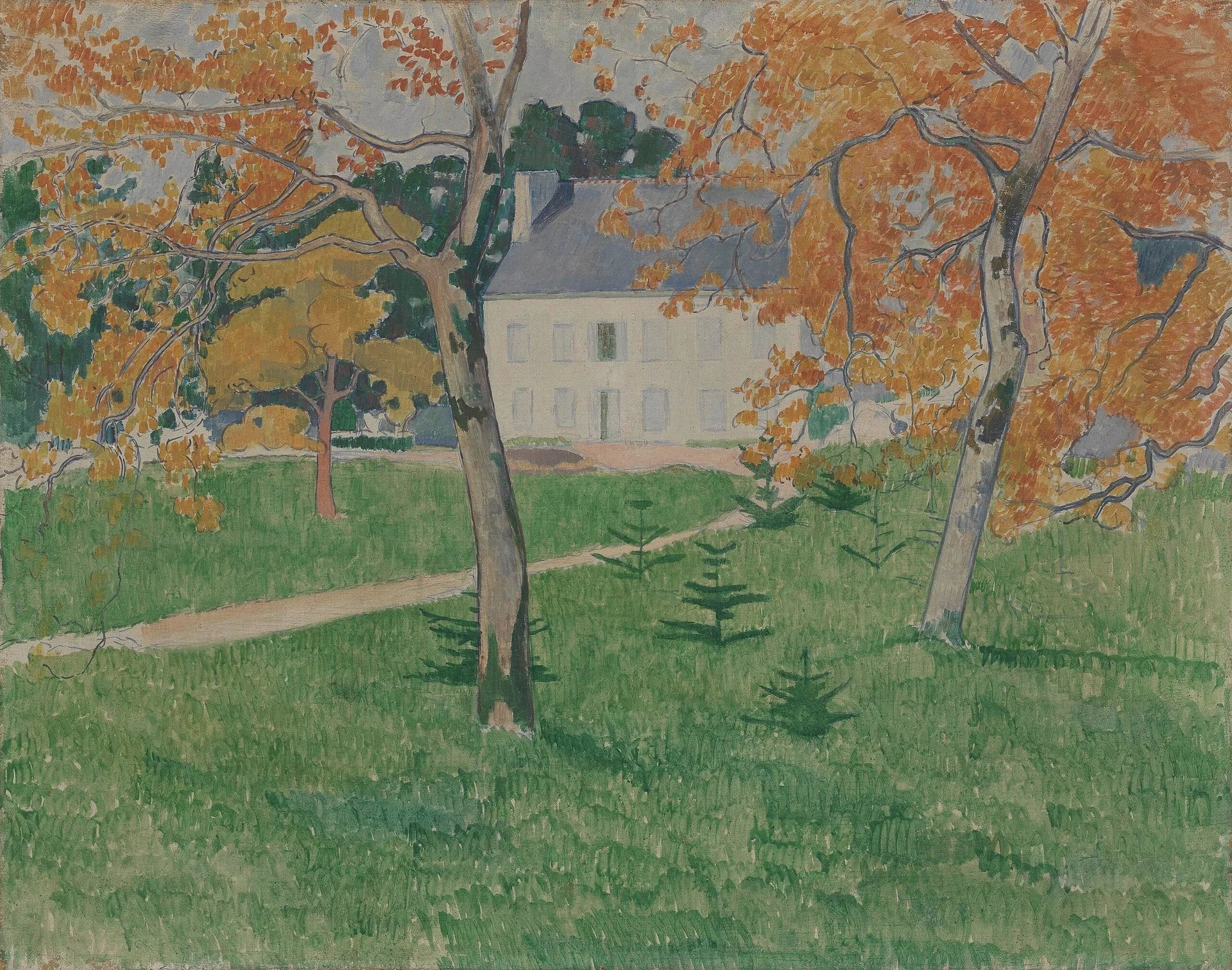 Maison parmi les arbres : Pont-Aven - Émile Bernard image 1 reproduction réalisée par Alpha Reproduction